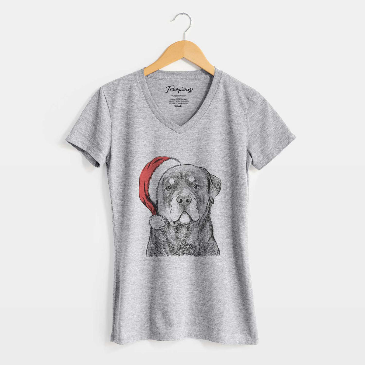 Santa Sarge the Rottweiler - Women's V-neck Shirt