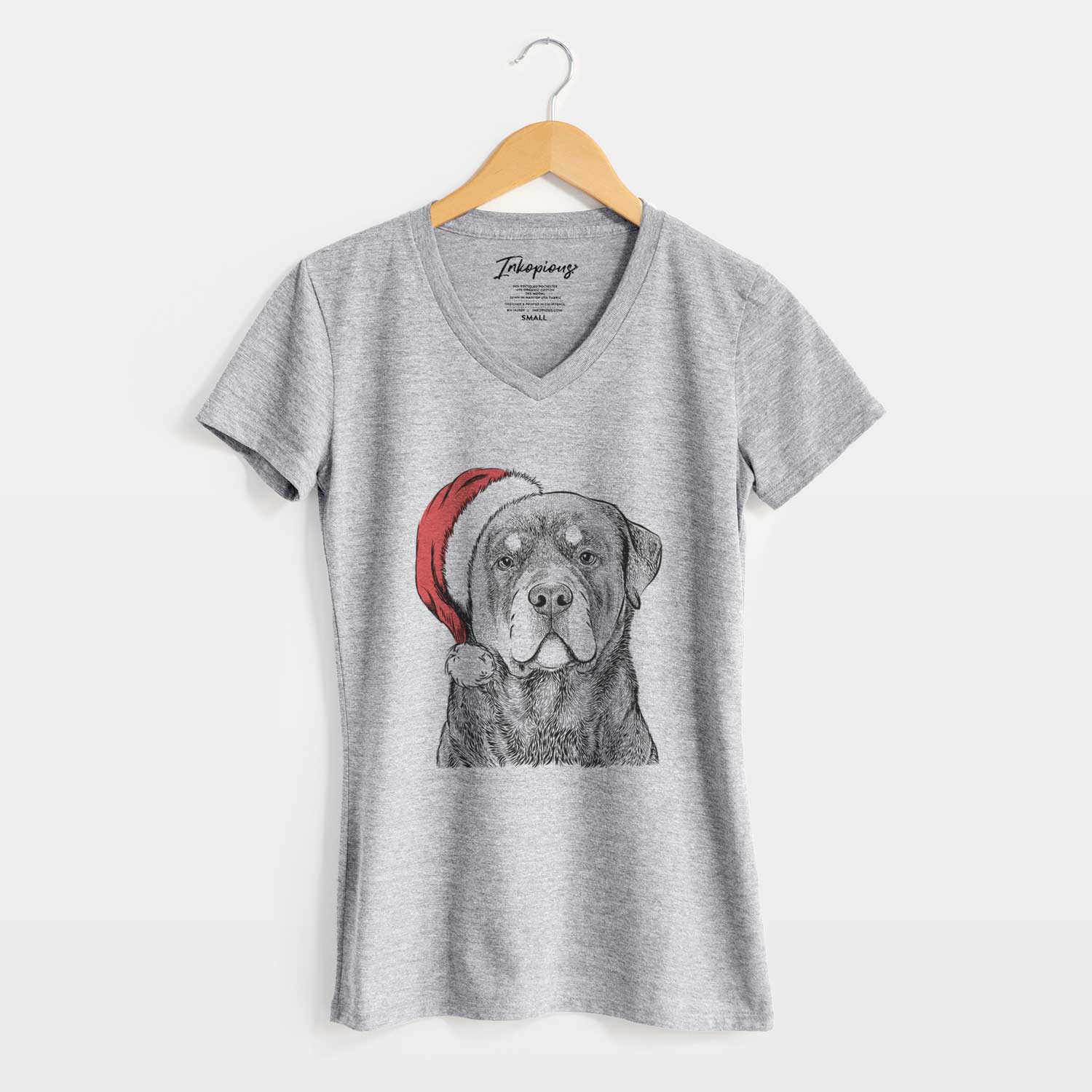 Santa Sarge the Rottweiler - Women's V-neck Shirt