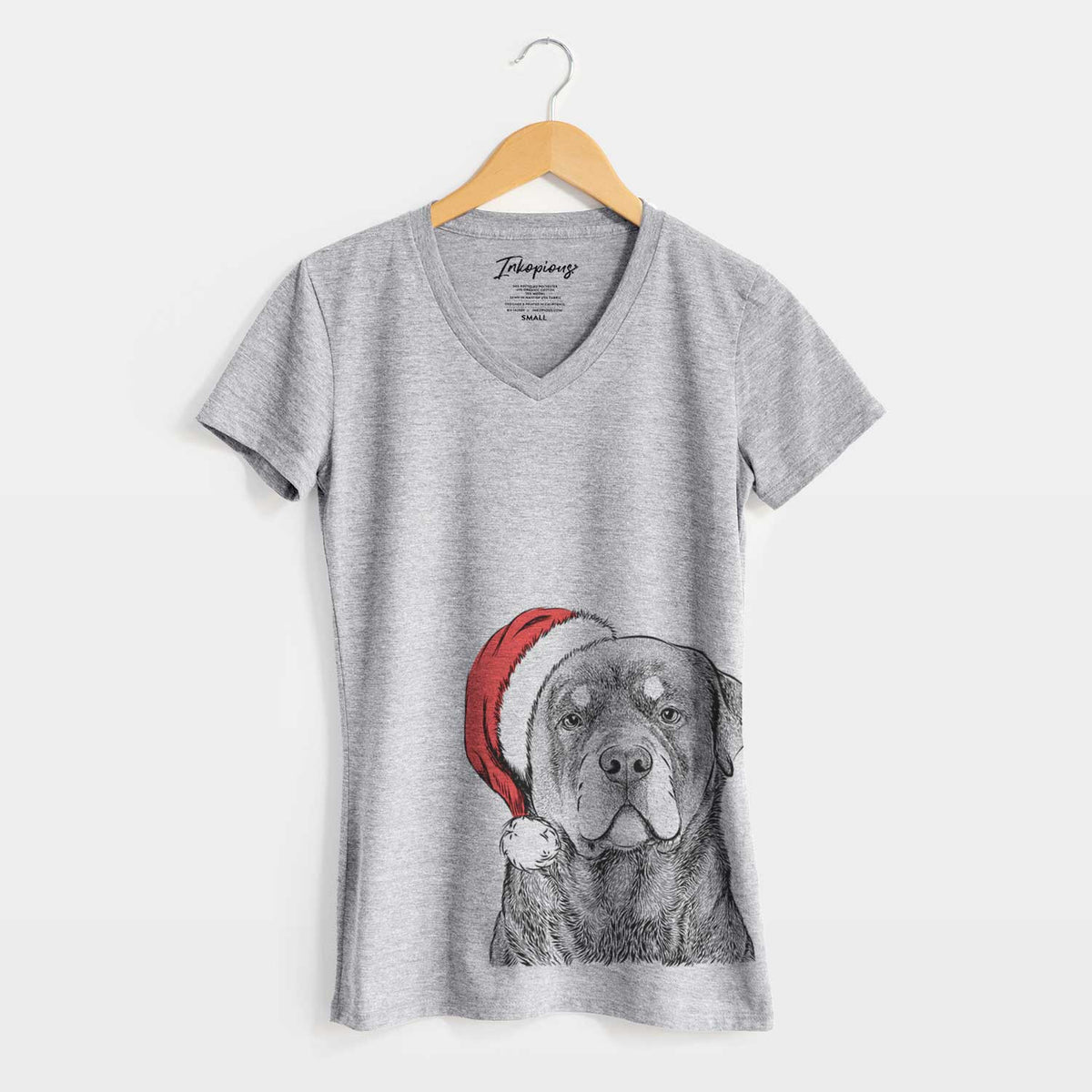 Santa Sarge the Rottweiler - Women's V-neck Shirt