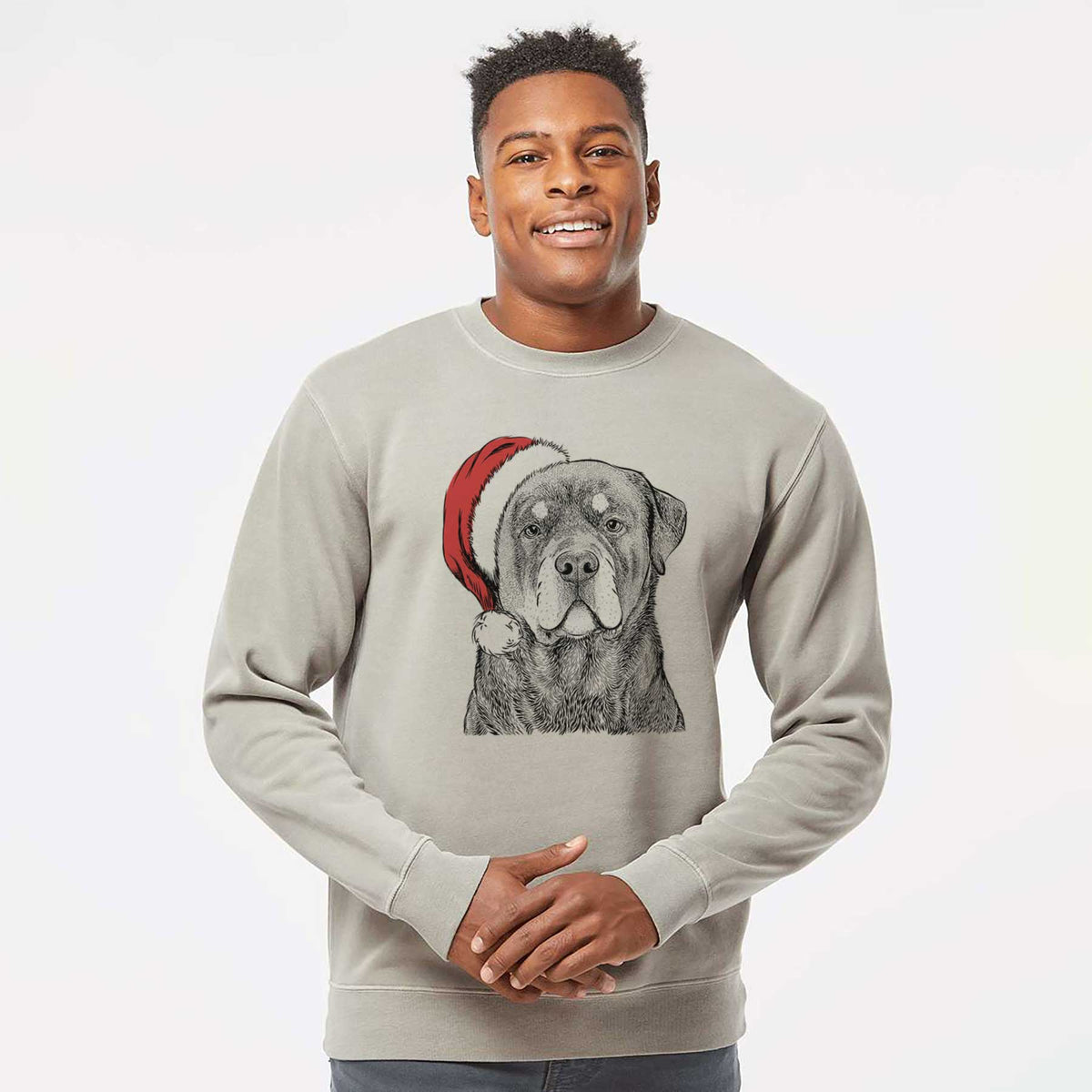 Santa Sarge the Rottweiler - Unisex Pigment Dyed Crew Sweatshirt