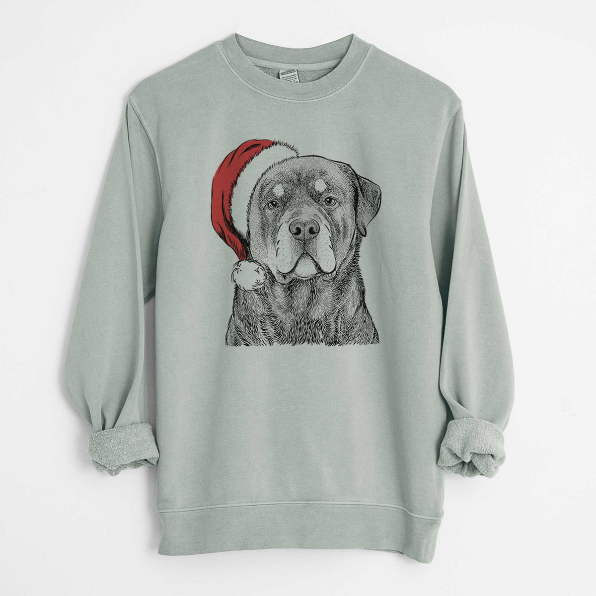Santa Sarge the Rottweiler - Unisex Pigment Dyed Crew Sweatshirt
