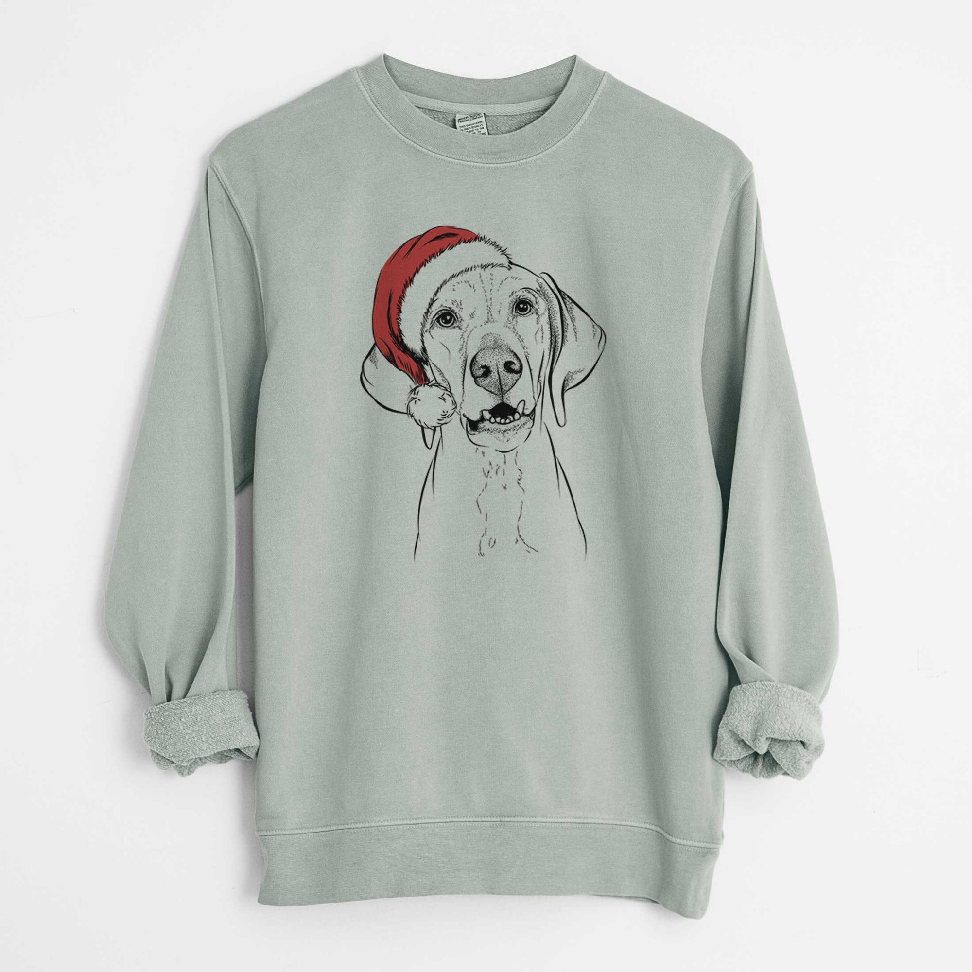 Santa Sarge the Vizsla - Unisex Pigment Dyed Crew Sweatshirt