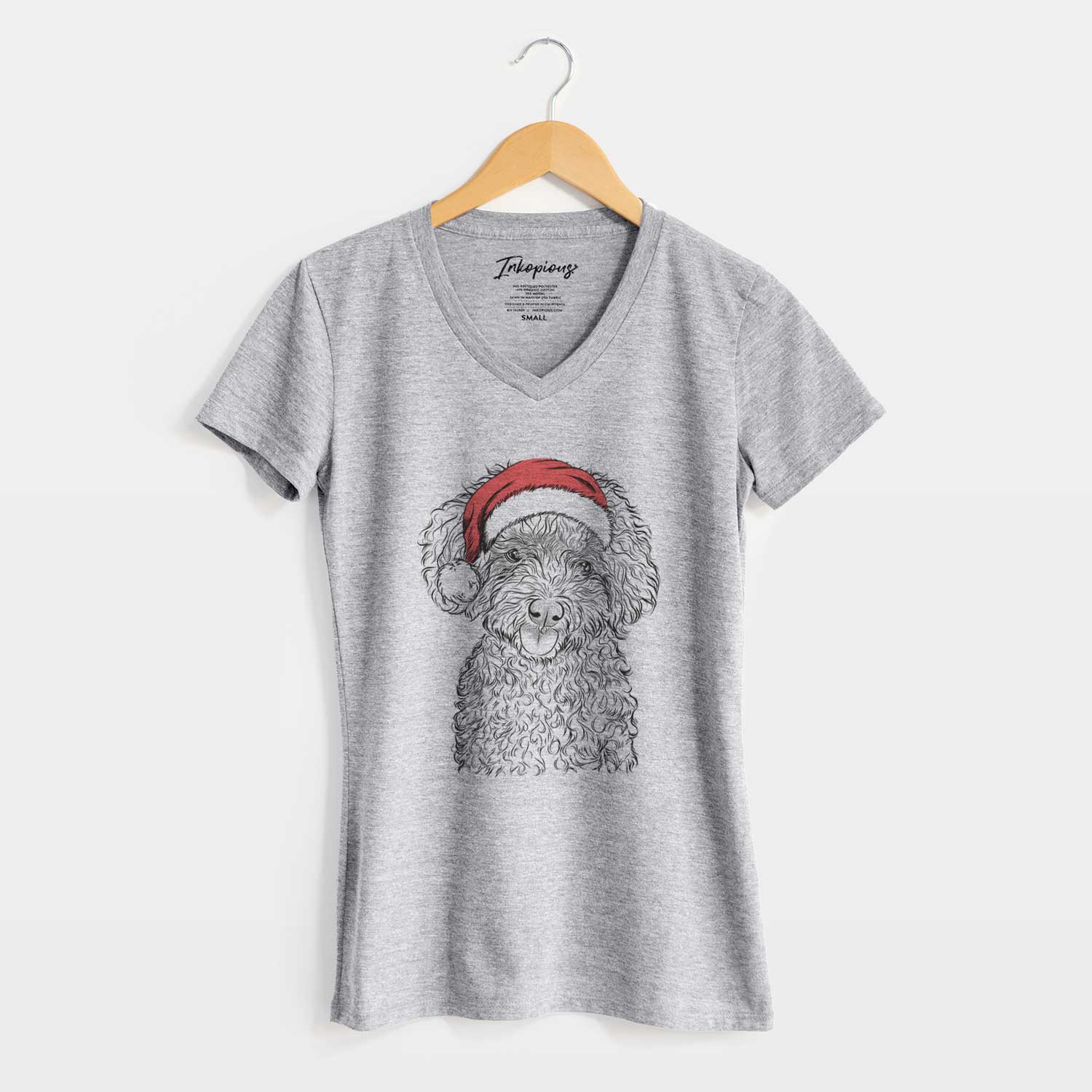 Santa Satsu the Micro Teacup Poodle - Women's V-neck Shirt