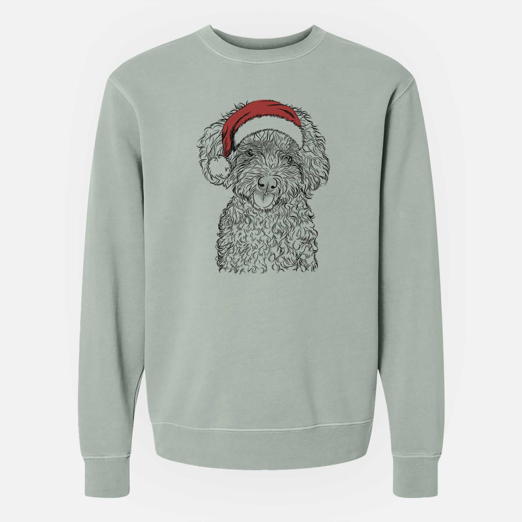 Santa Satsu the Micro Teacup Poodle - Unisex Pigment Dyed Crew Sweatshirt