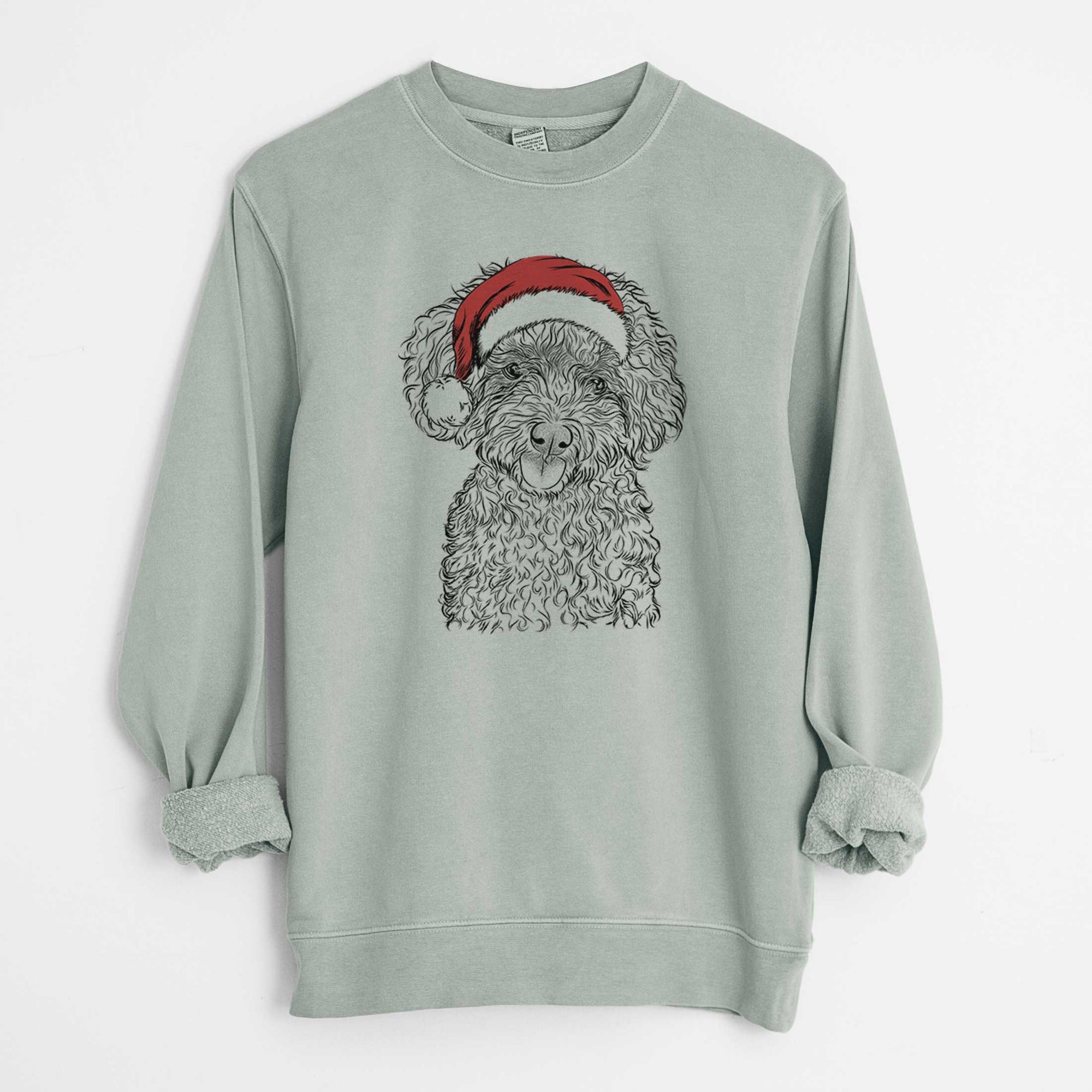 Santa Satsu the Micro Teacup Poodle - Unisex Pigment Dyed Crew Sweatshirt