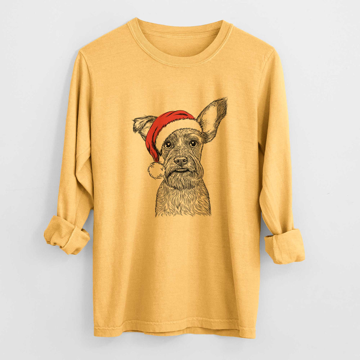 Santa Sawyer the Snorkie - Heavyweight 100% Cotton Long Sleeve