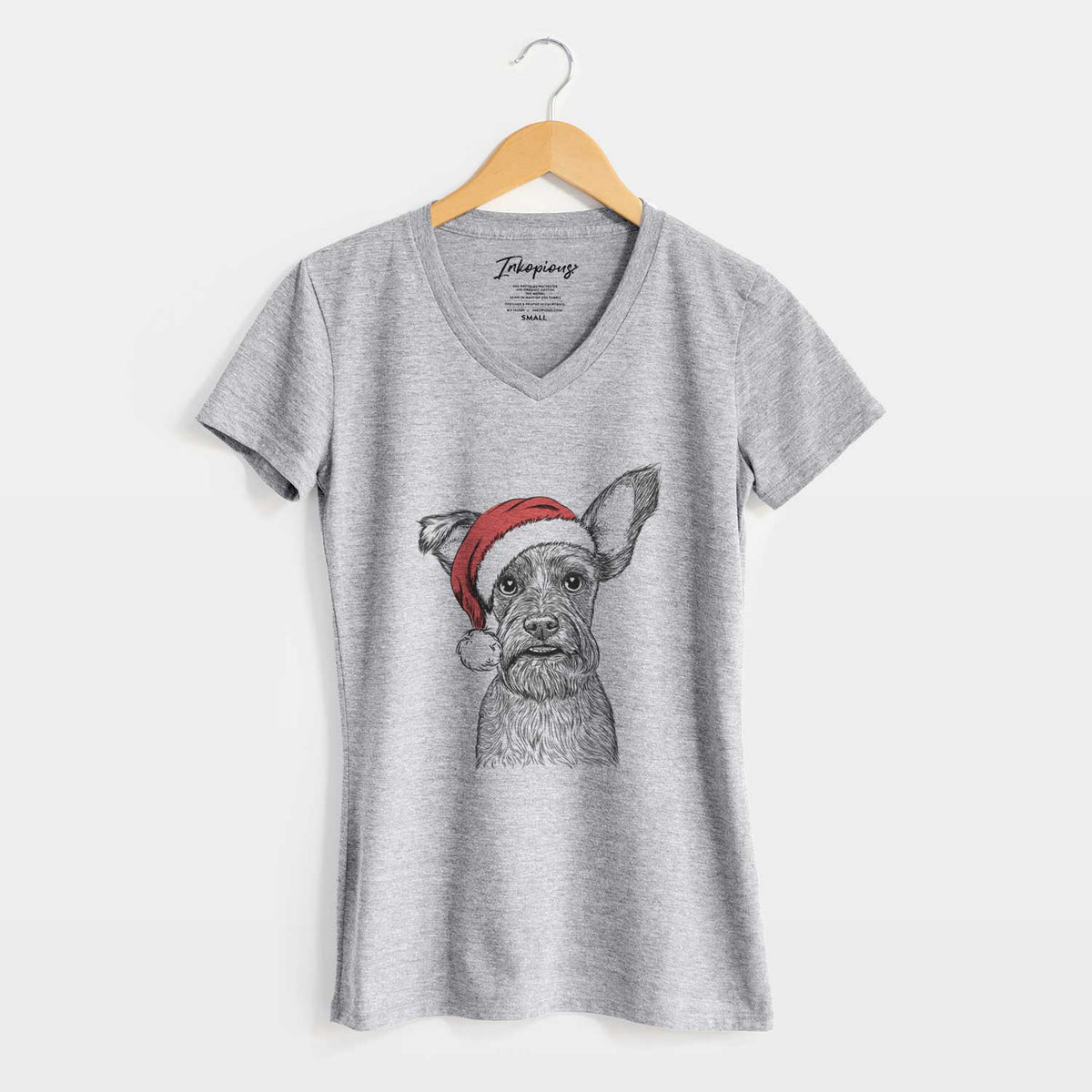 Santa Sawyer the Snorkie - Women's V-neck Shirt