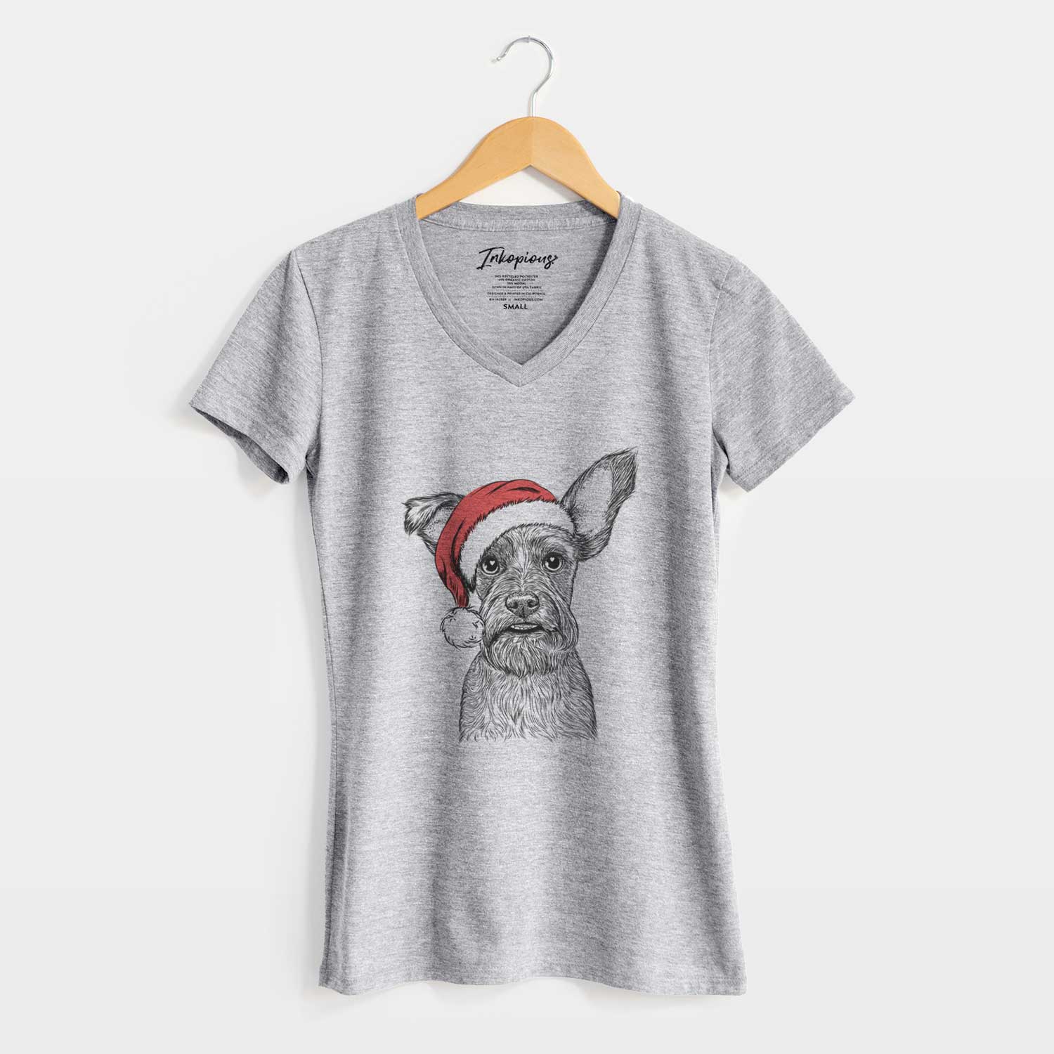 Santa Sawyer the Snorkie - Women's V-neck Shirt
