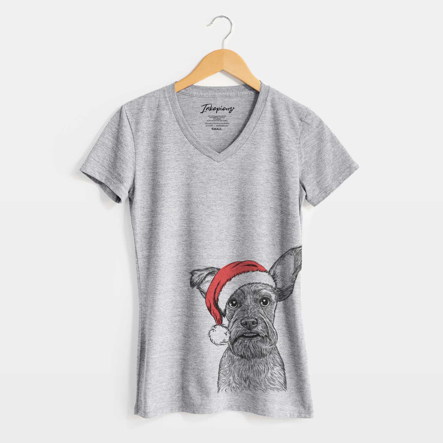 Santa Sawyer the Snorkie - Women's V-neck Shirt