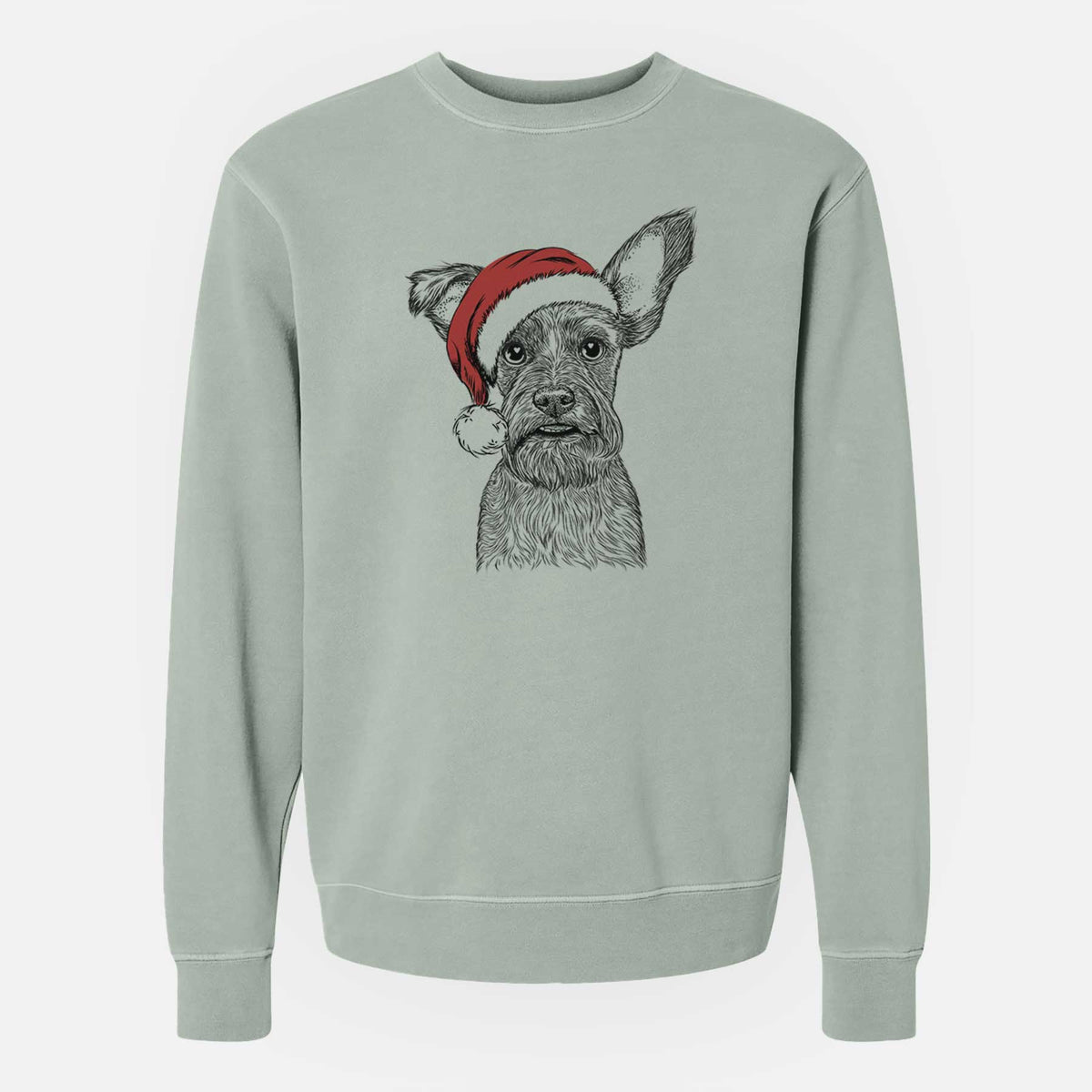 Santa Sawyer the Snorkie - Unisex Pigment Dyed Crew Sweatshirt