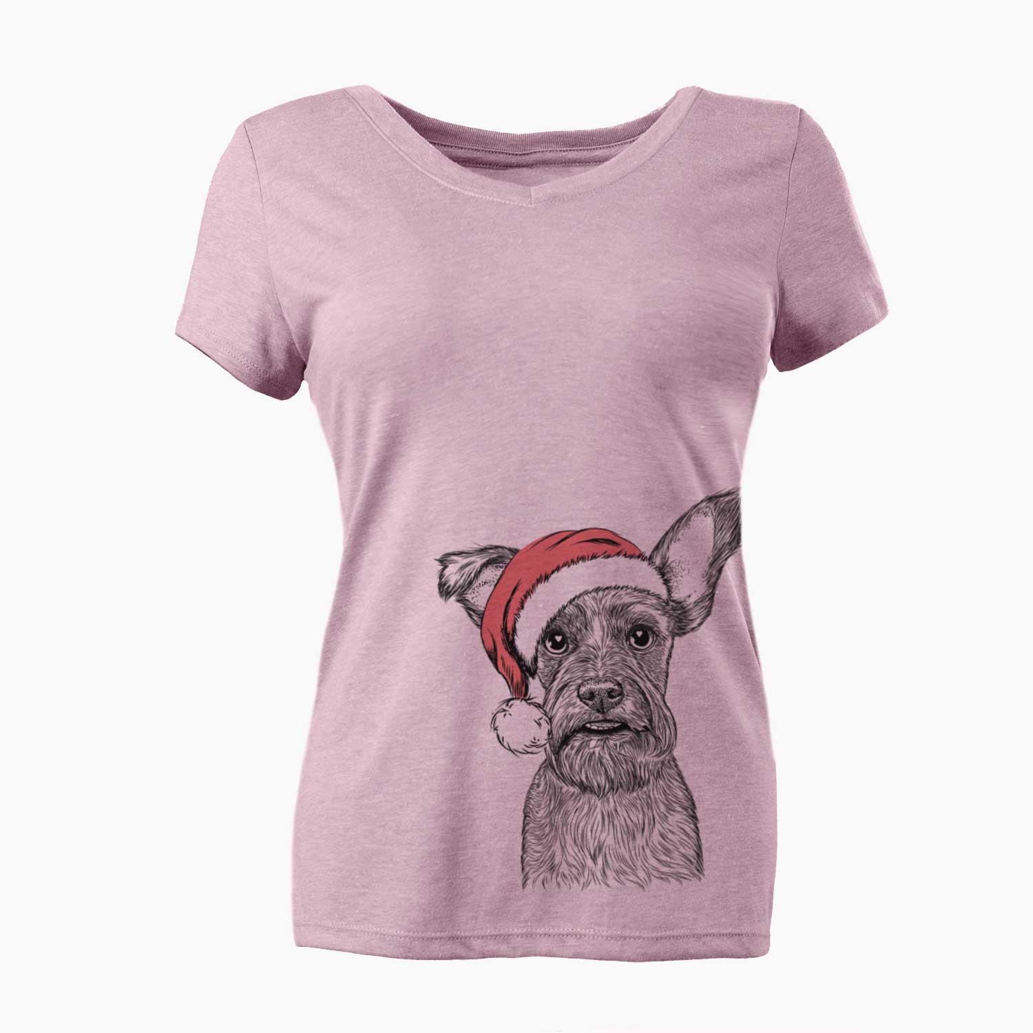 Santa Sawyer the Snorkie - Women's V-neck Shirt