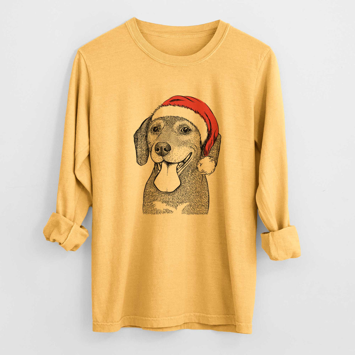 Santa Scarlett the Beagle - Heavyweight 100% Cotton Long Sleeve