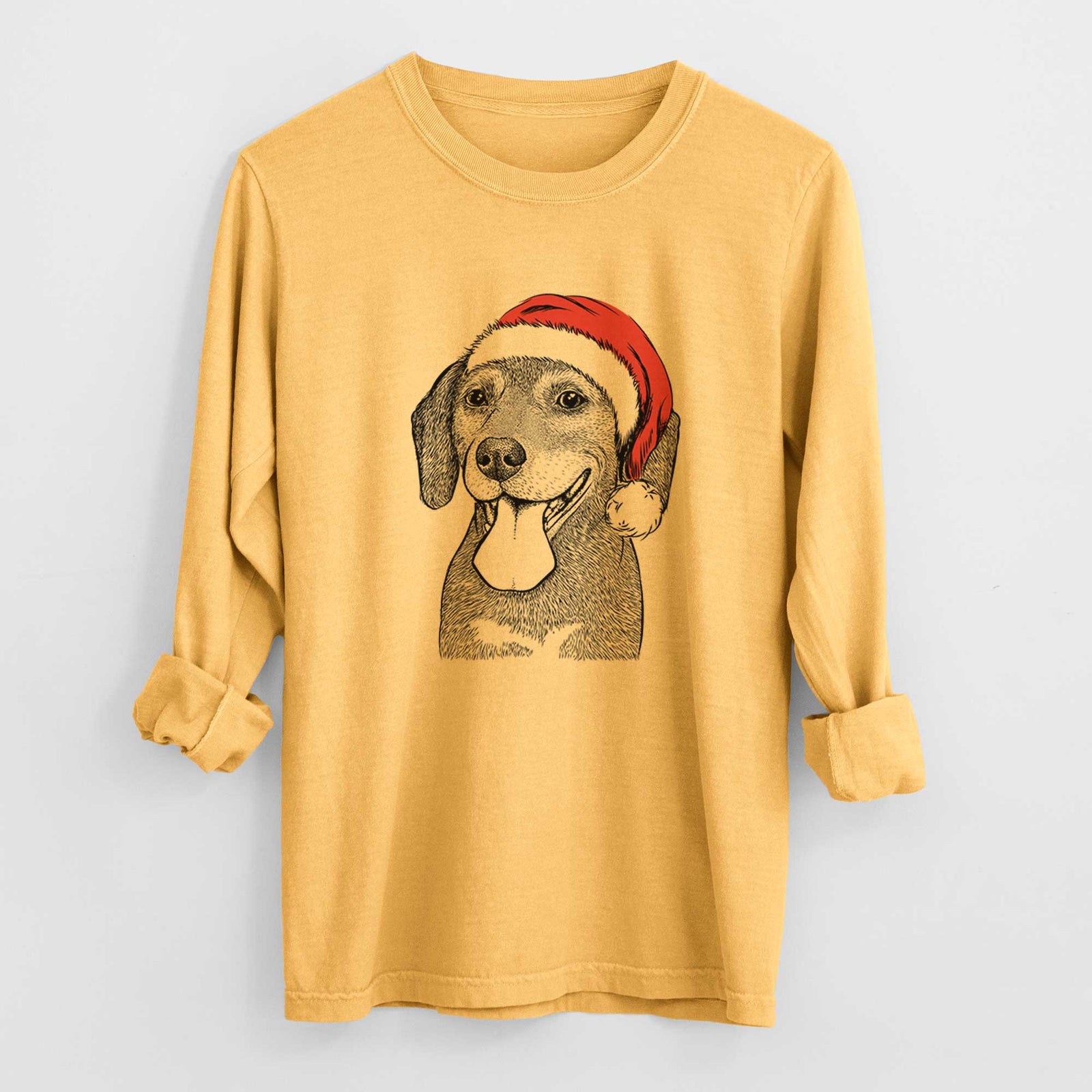 Santa Scarlett the Beagle - Heavyweight 100% Cotton Long Sleeve