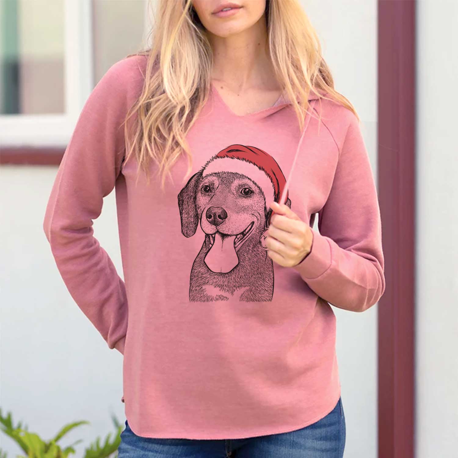 Santa Scarlett the Beagle - Cali Wave Hooded Sweatshirt