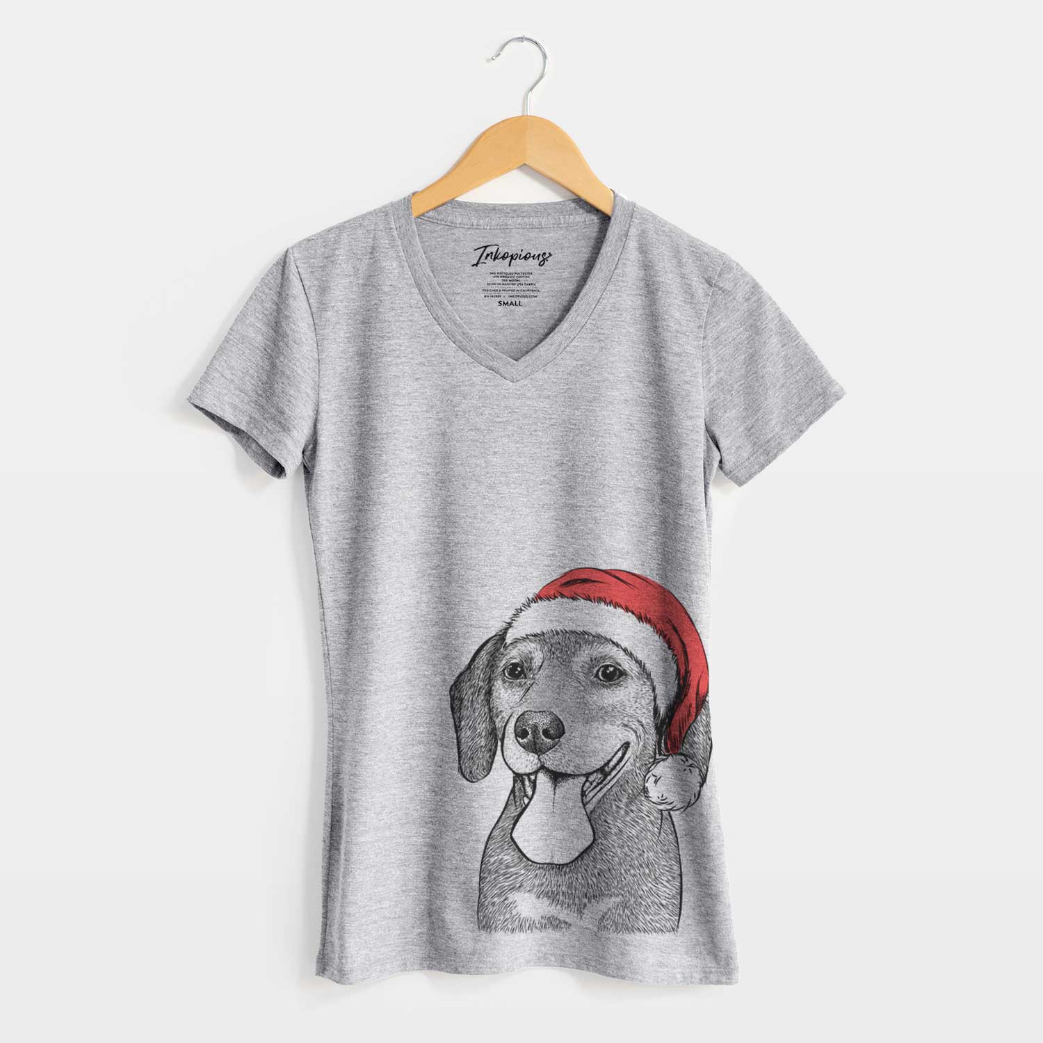 Santa Scarlett the Beagle - Women's V-neck Shirt