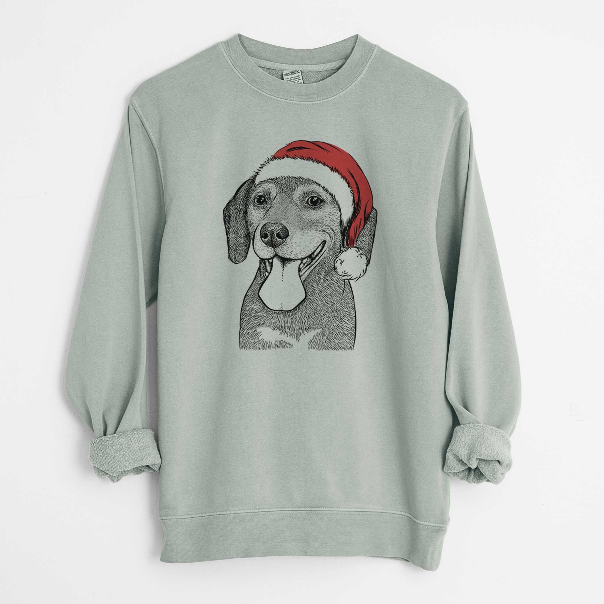 Santa Scarlett the Beagle - Unisex Pigment Dyed Crew Sweatshirt