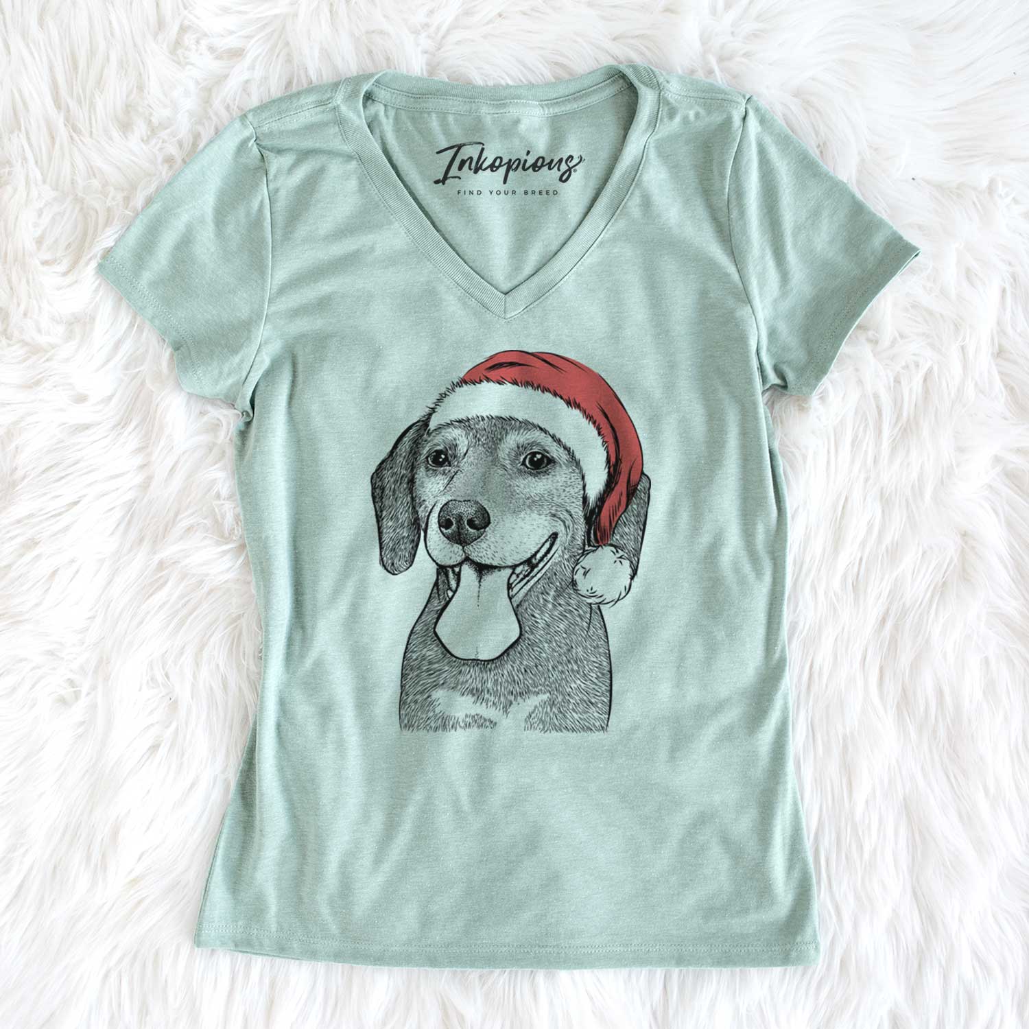 Santa Scarlett the Beagle - Women's V-neck Shirt