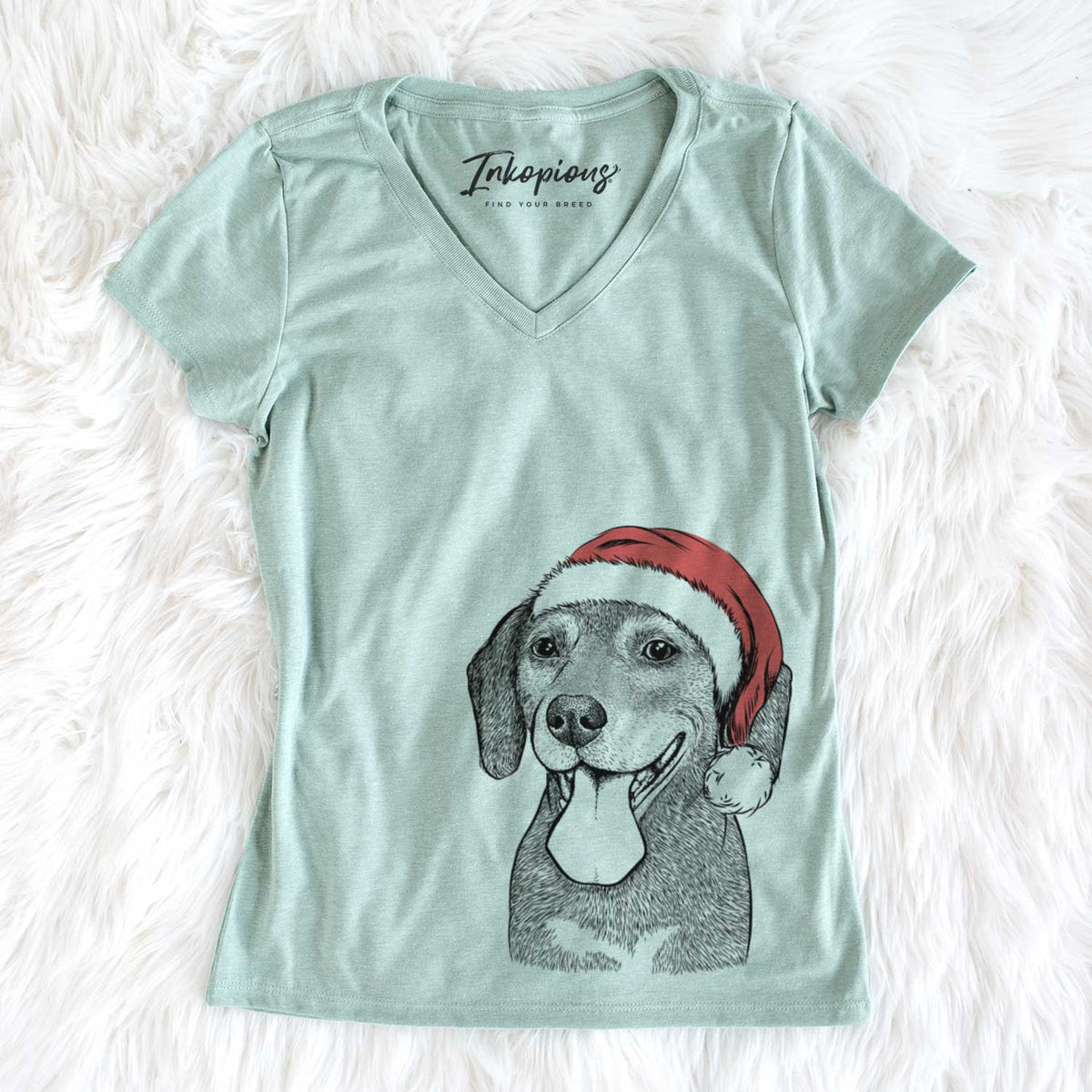 Santa Scarlett the Beagle - Women&#39;s V-neck Shirt