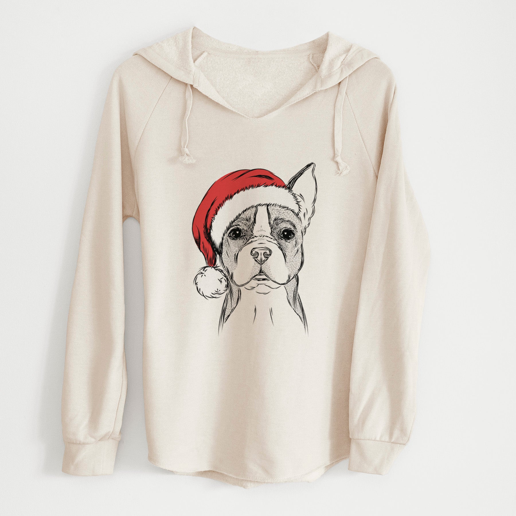 Santa Scout the Boston Terrier - Cali Wave Hooded Sweatshirt