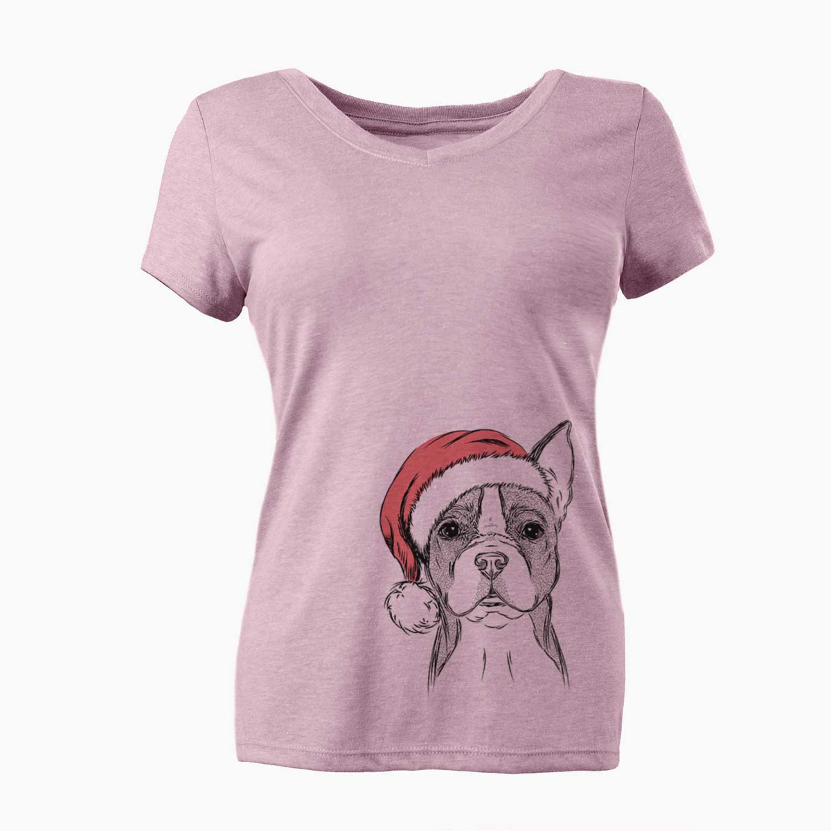 Santa Scout the Boston Terrier - Women's V-neck Shirt