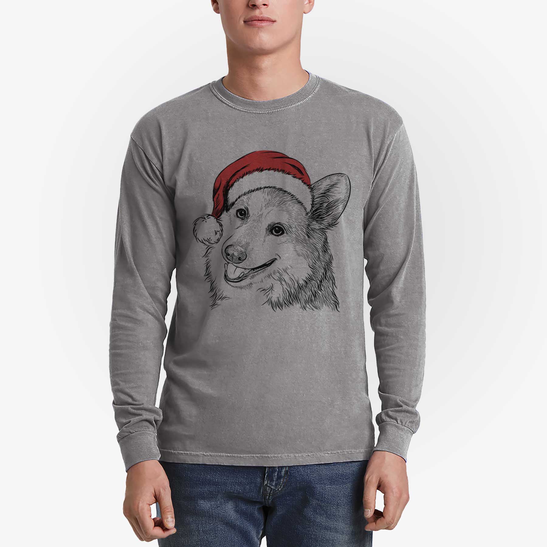 Santa Scout the Pembroke Welsh Corgi - Heavyweight 100% Cotton Long Sleeve