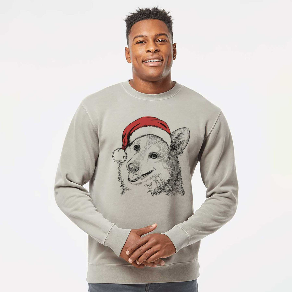 Santa Scout the Pembroke Welsh Corgi - Unisex Pigment Dyed Crew Sweatshirt
