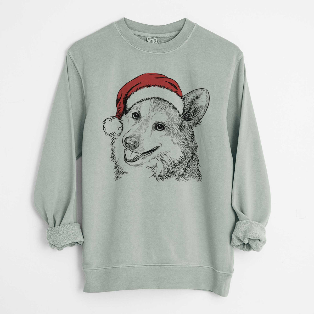 Santa Scout the Pembroke Welsh Corgi - Unisex Pigment Dyed Crew Sweatshirt