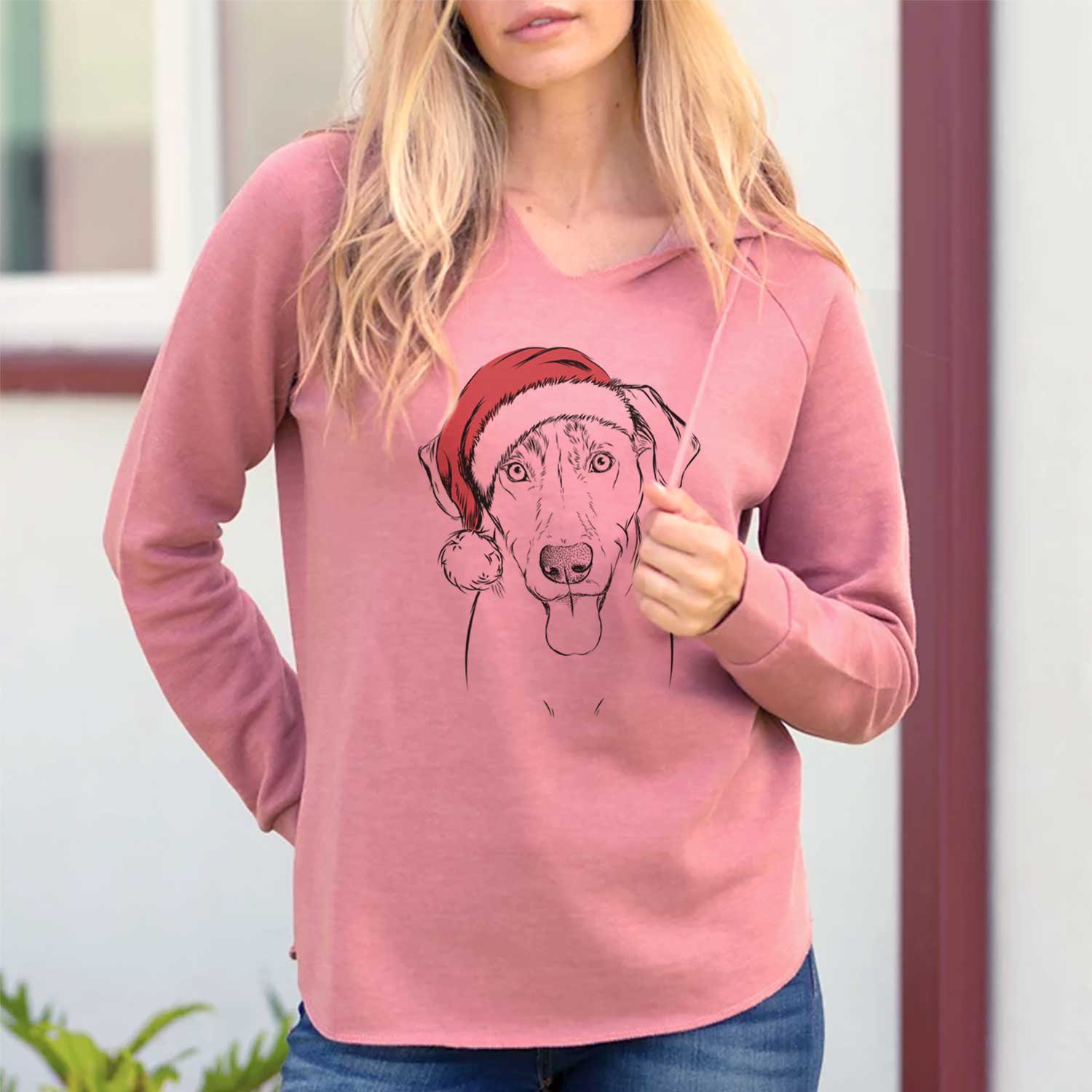 Santa Scout Marie the Chocolate Lab - Cali Wave Hooded Sweatshirt