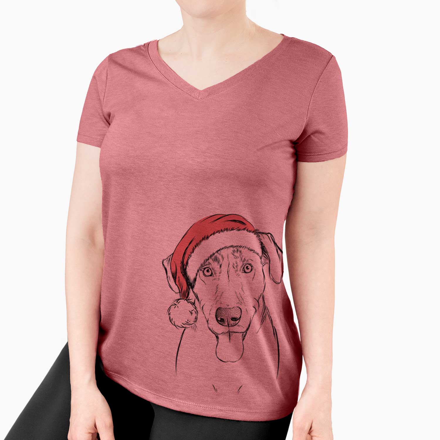 Santa Scout Marie the Chocolate Lab - Women's V-neck Shirt