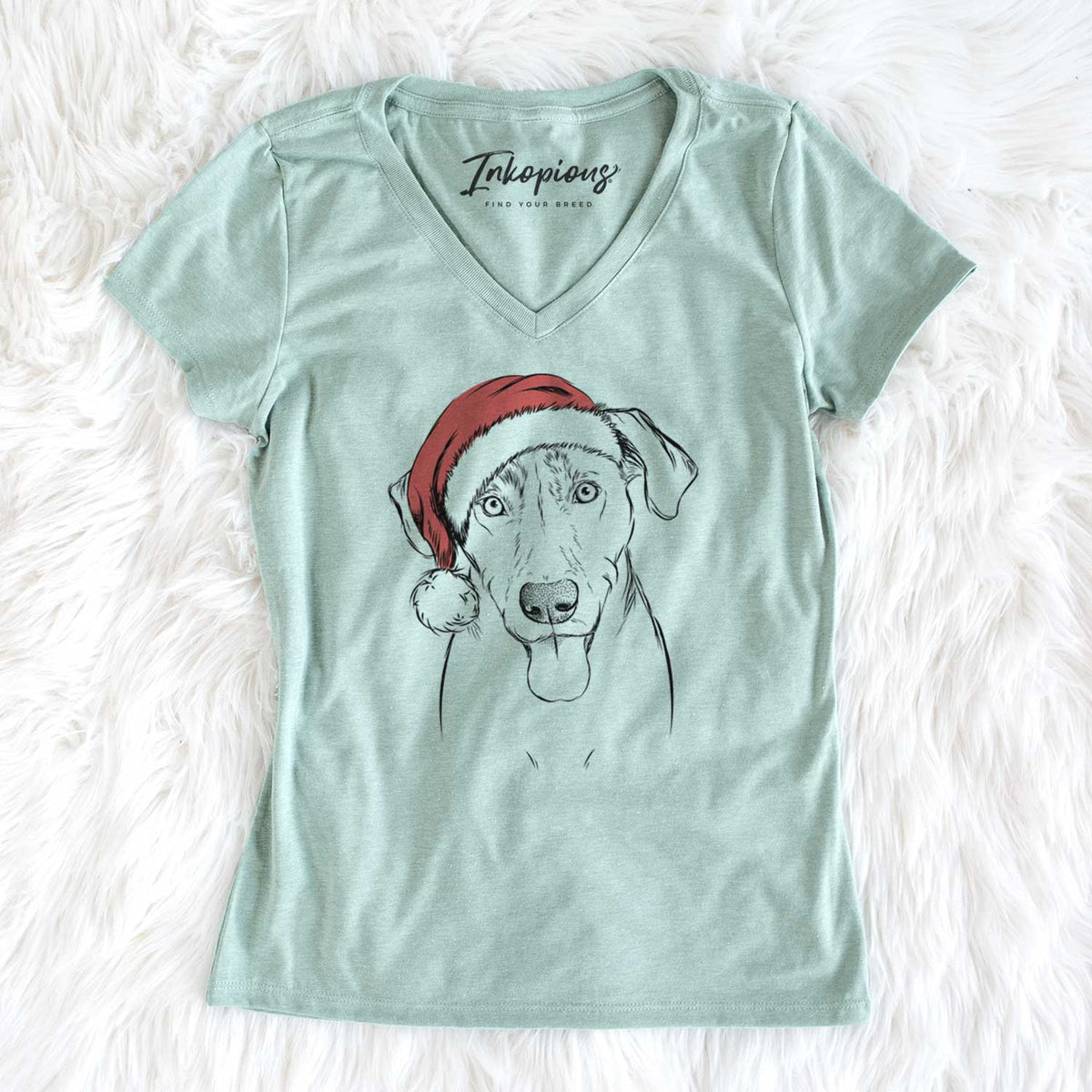 Santa Scout Marie the Chocolate Lab - Women's V-neck Shirt