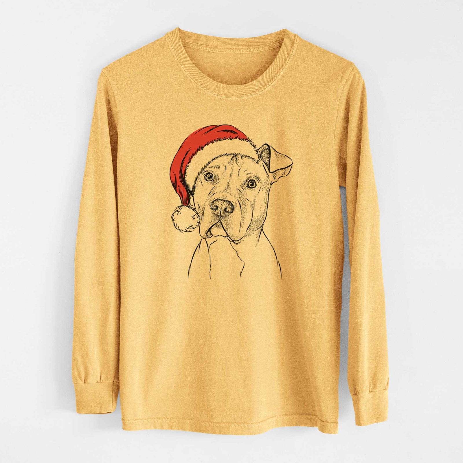 Santa Scraps the American Staffordshire Mix - Heavyweight 100% Cotton Long Sleeve