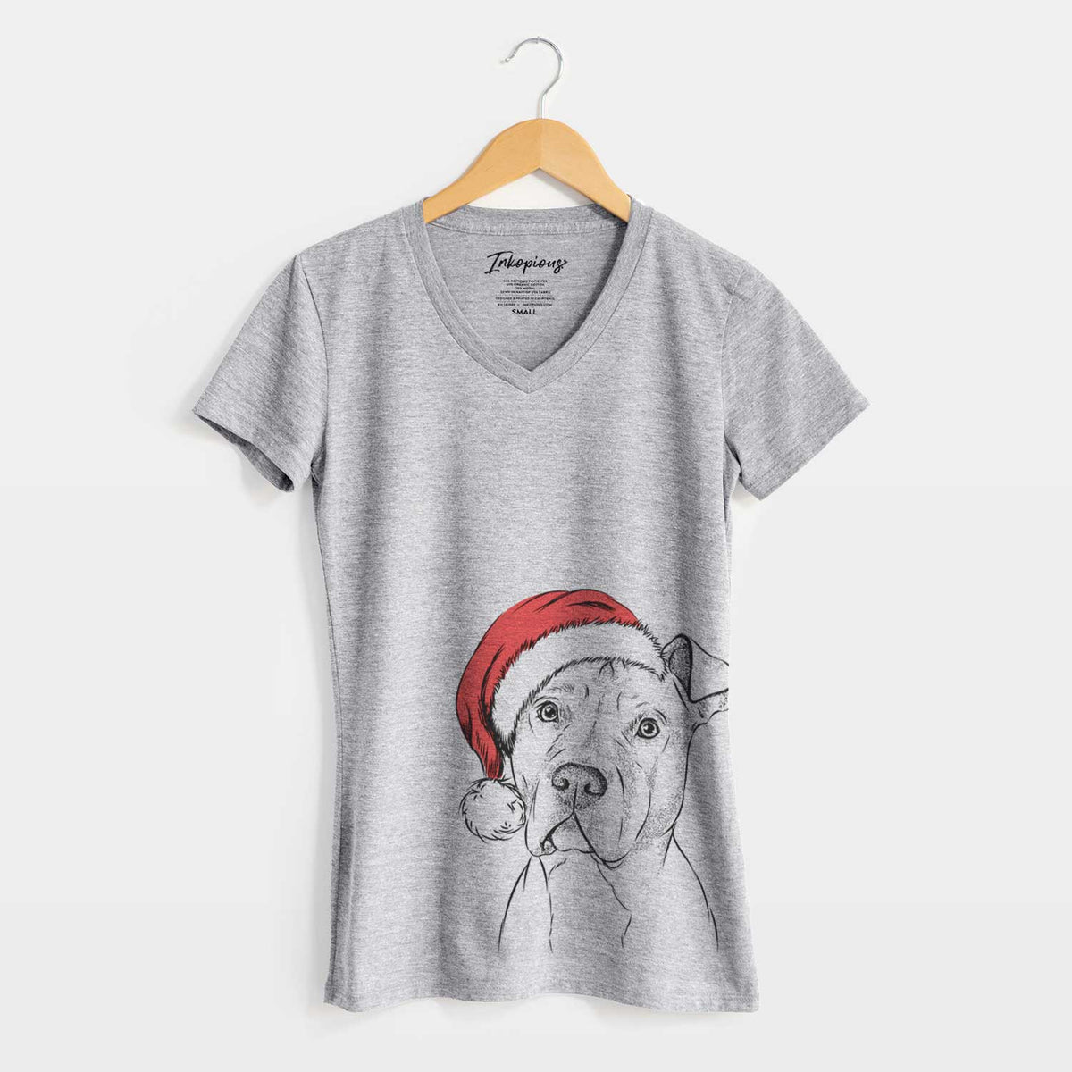 Santa Scraps the American Staffordshire Mix - Women's V-neck Shirt