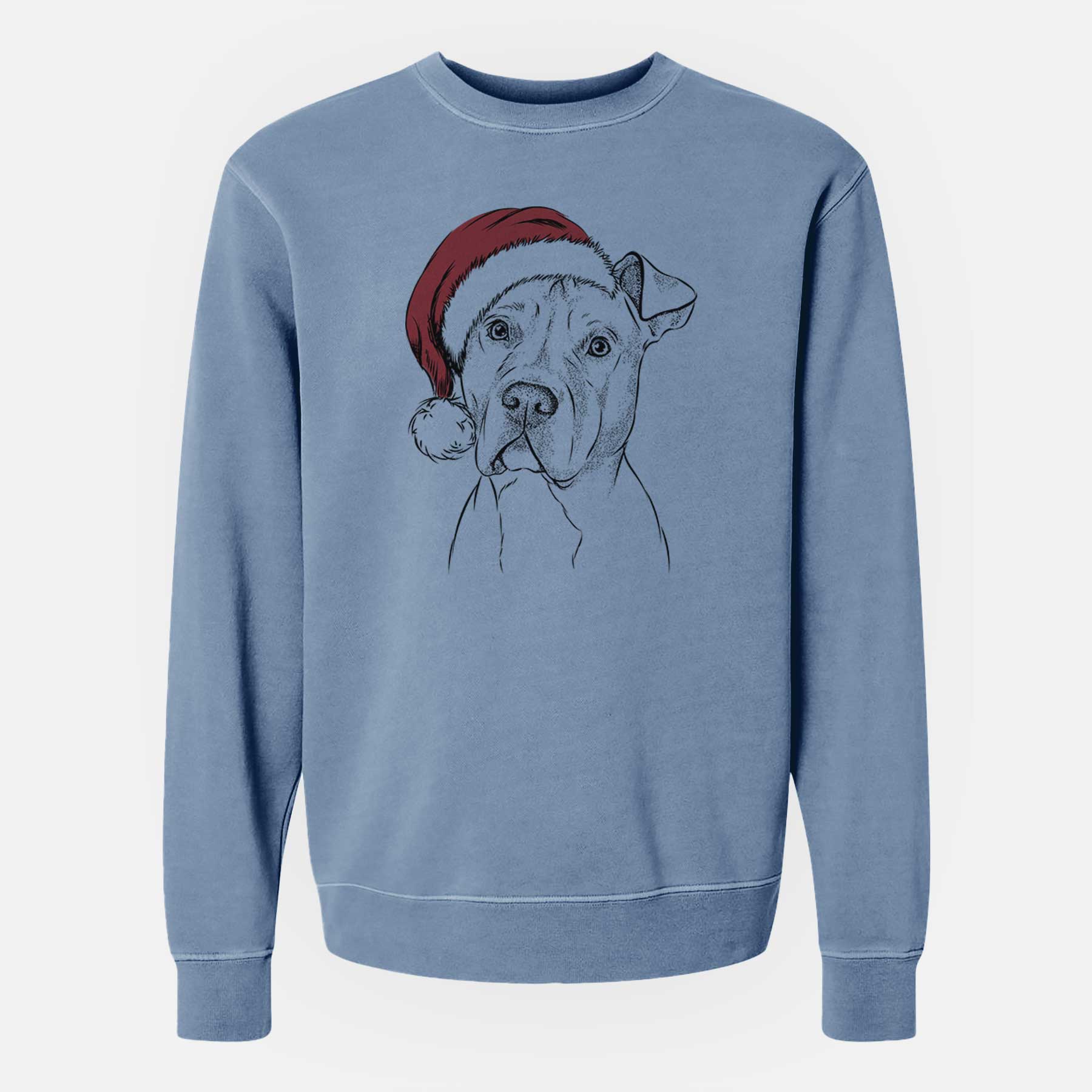 Santa Scraps the American Staffordshire Mix - Unisex Pigment Dyed Crew Sweatshirt