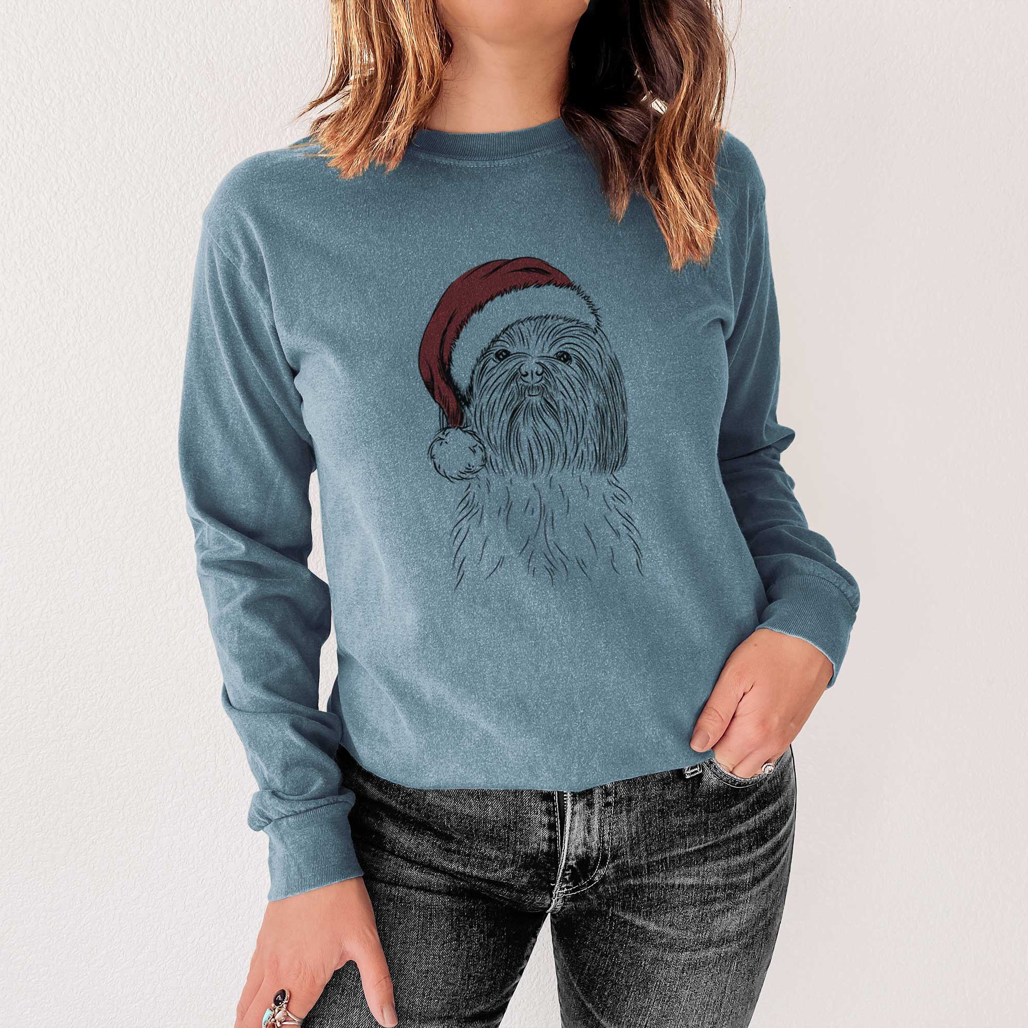 Santa Scully the Shih Tzu - Heavyweight 100% Cotton Long Sleeve