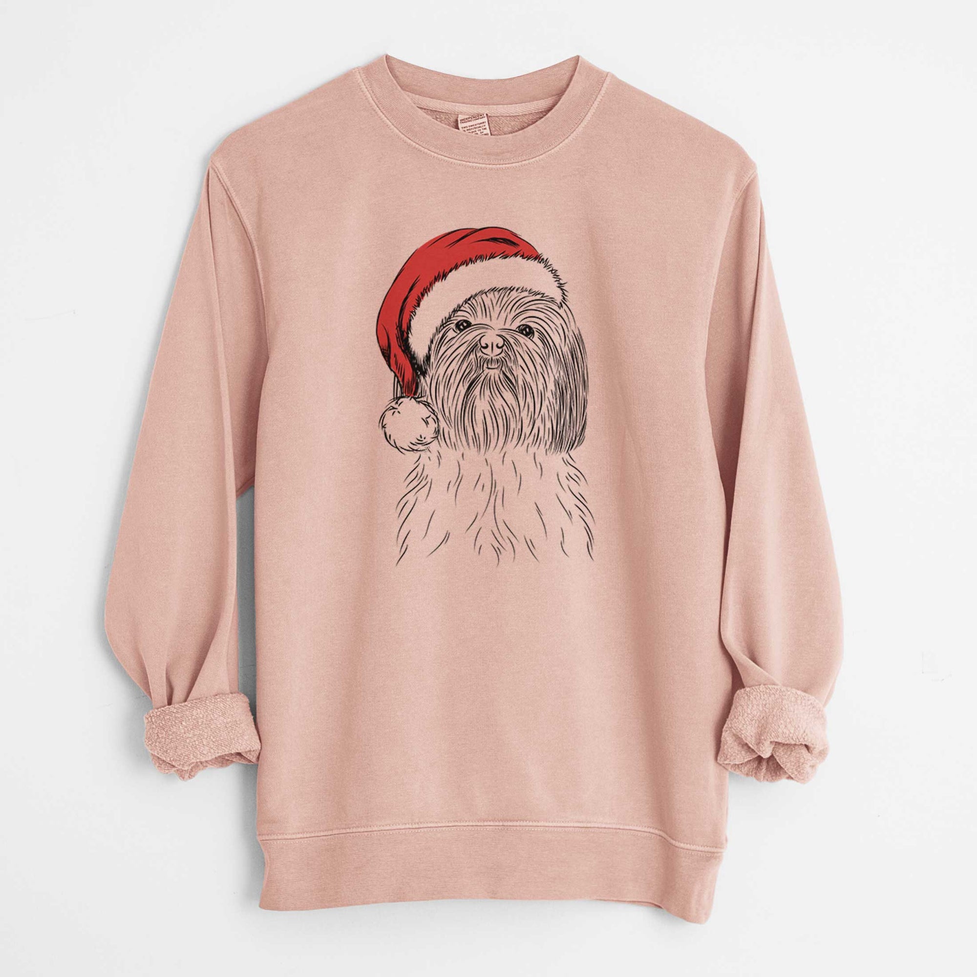 Santa Scully the Shih Tzu - Unisex Pigment Dyed Crew Sweatshirt