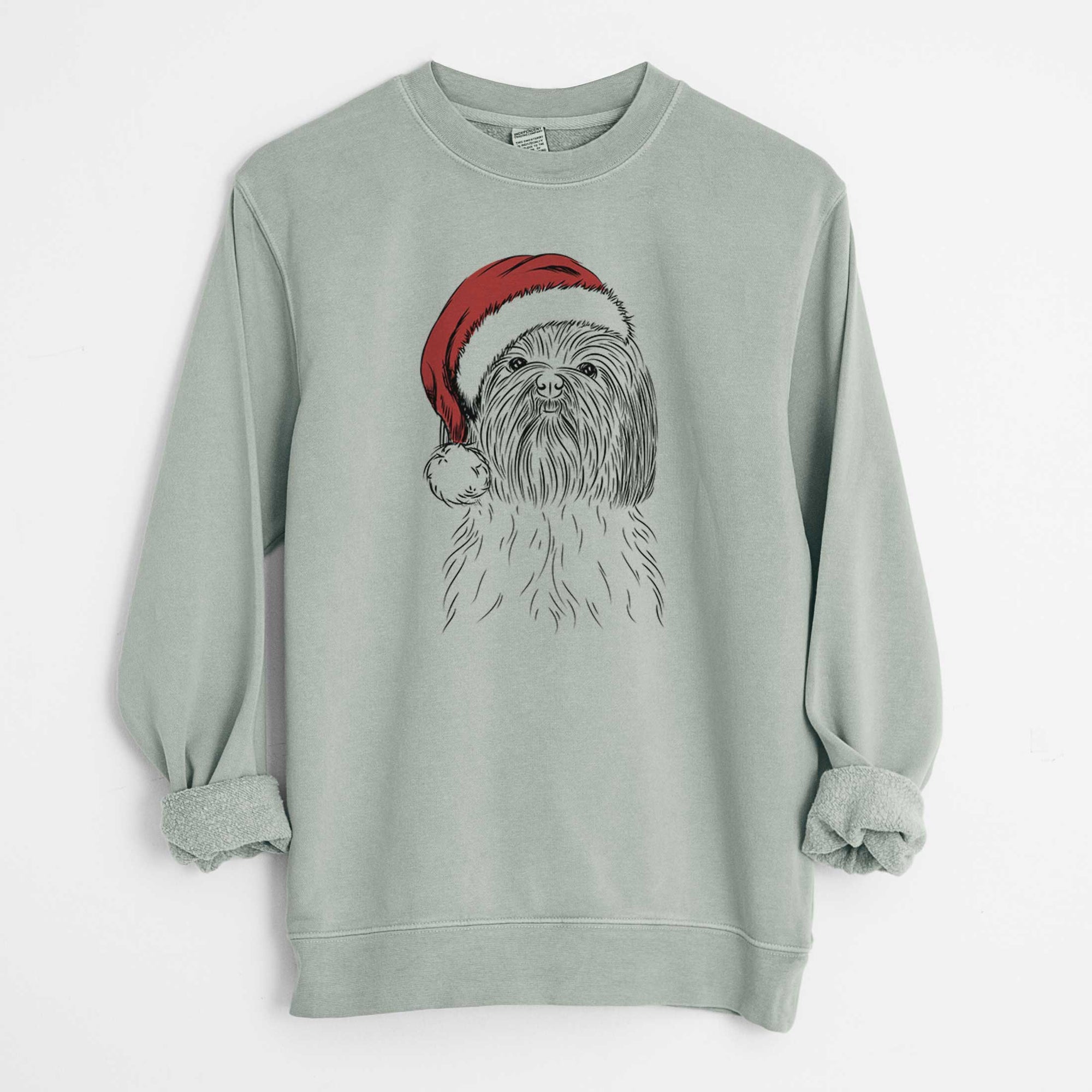 Santa Scully the Shih Tzu - Unisex Pigment Dyed Crew Sweatshirt