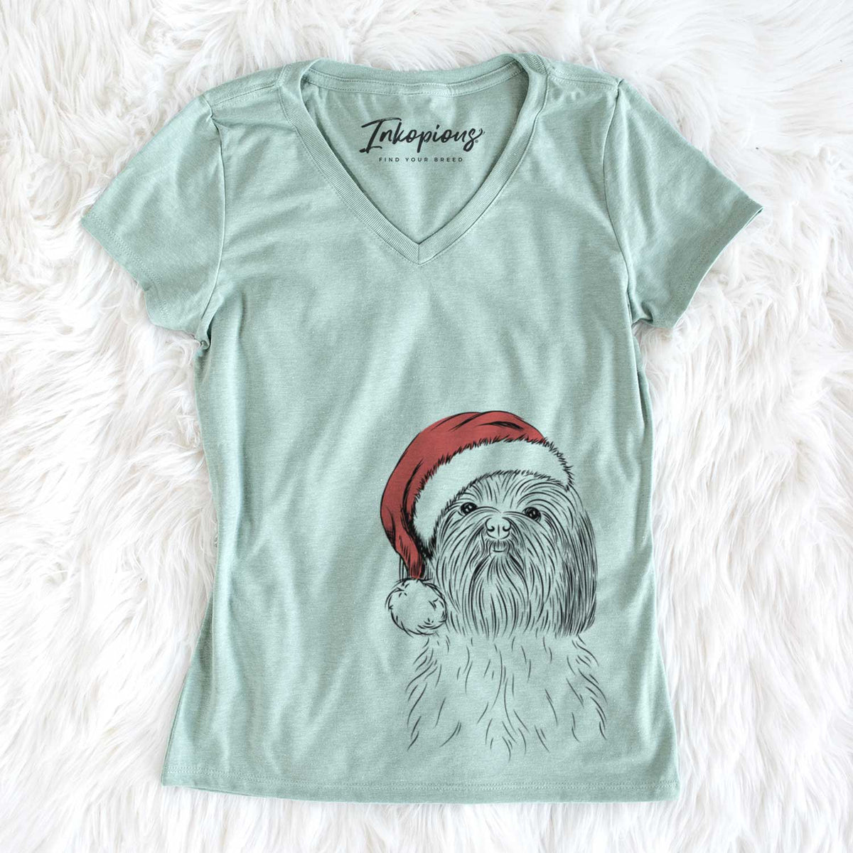 Santa Scully the Shih Tzu - Women&#39;s V-neck Shirt