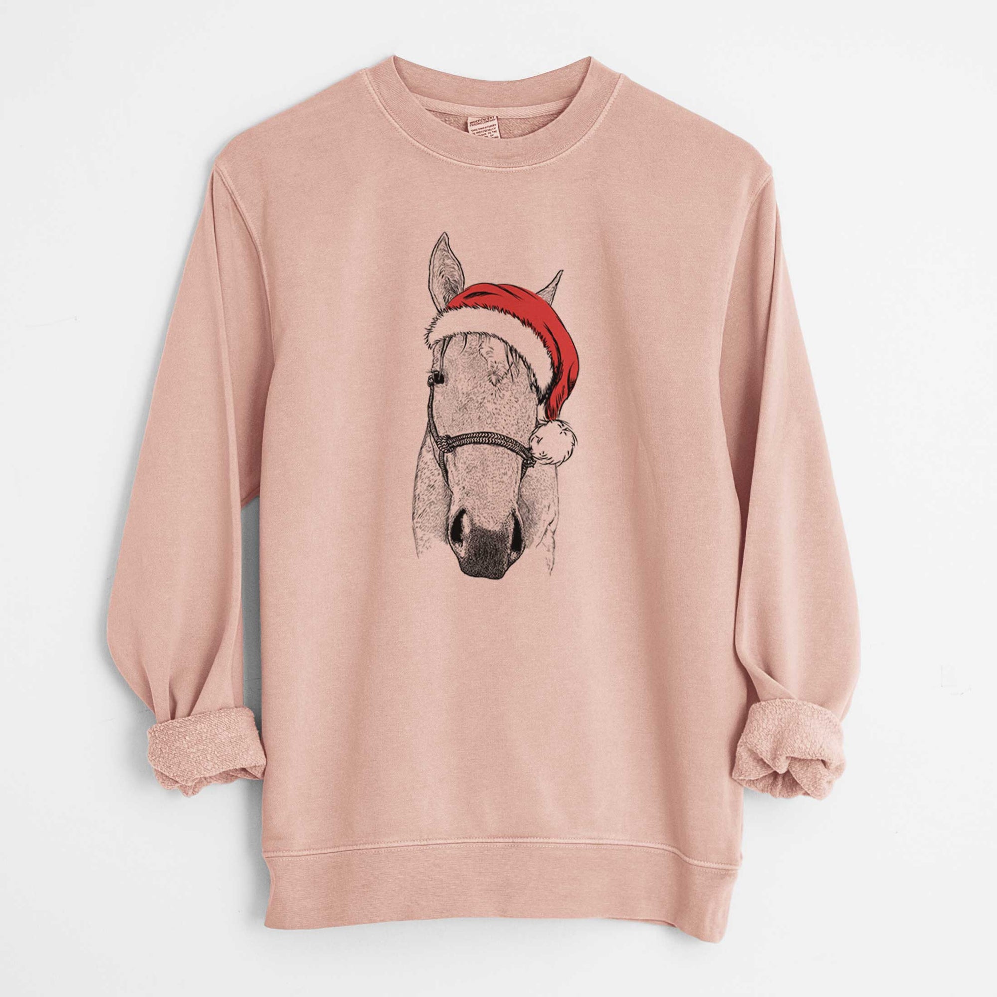 Santa SeaBee the Quarter Horse - Unisex Pigment Dyed Crew Sweatshirt