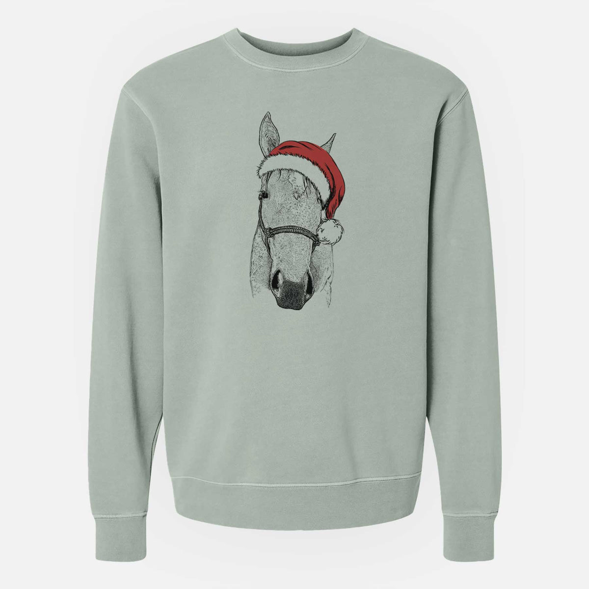 Santa SeaBee the Quarter Horse - Unisex Pigment Dyed Crew Sweatshirt