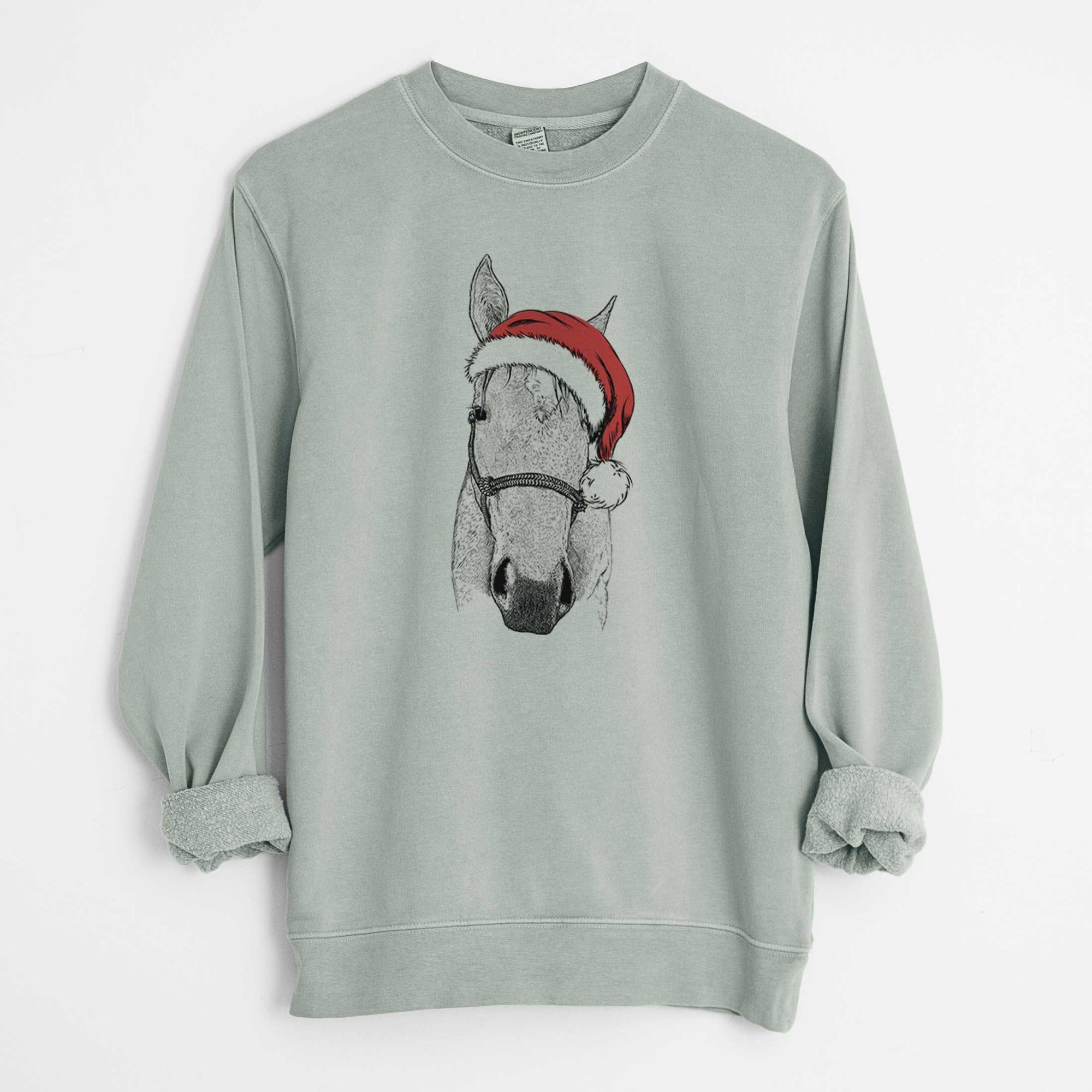 Santa SeaBee the Quarter Horse - Unisex Pigment Dyed Crew Sweatshirt