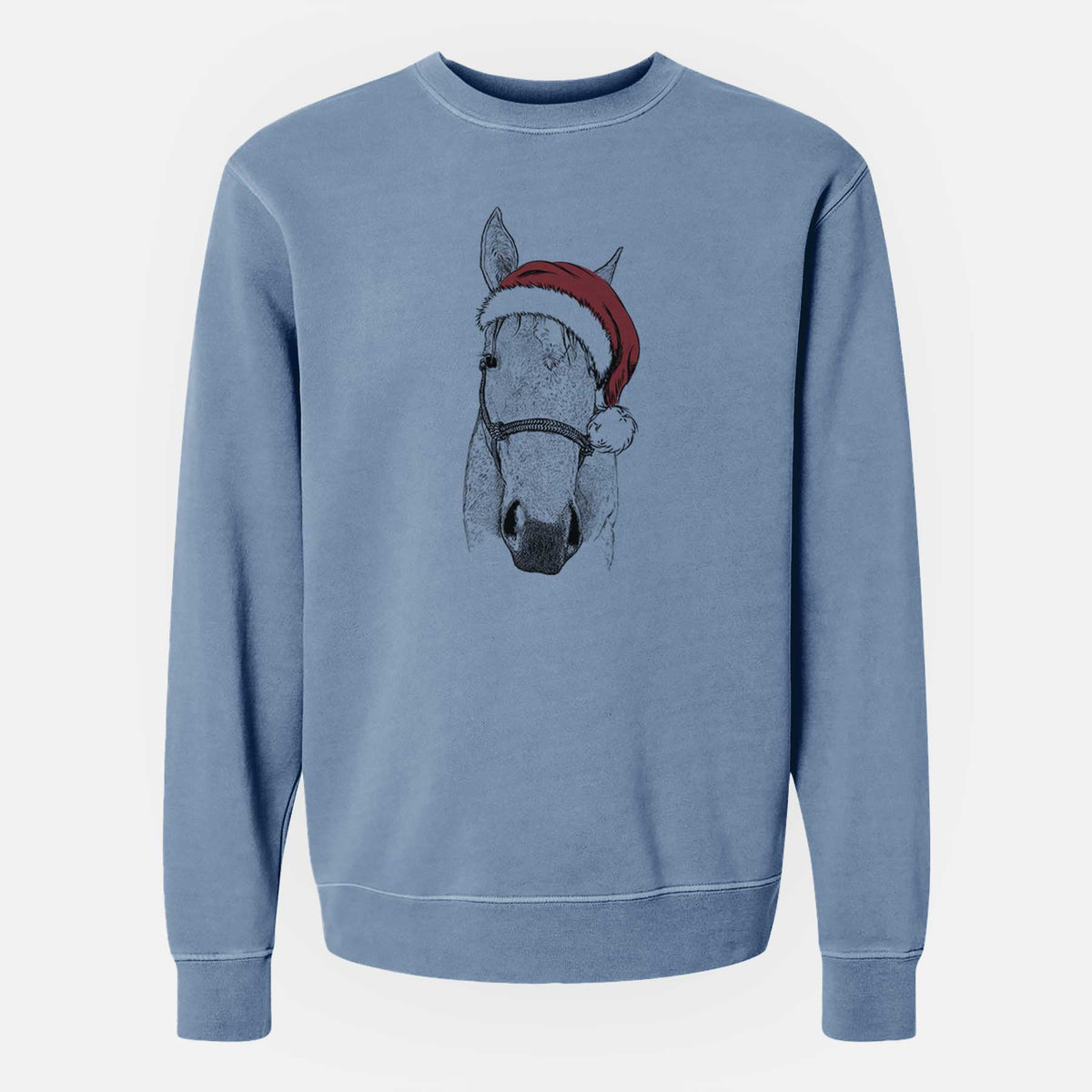 Santa SeaBee the Quarter Horse - Unisex Pigment Dyed Crew Sweatshirt