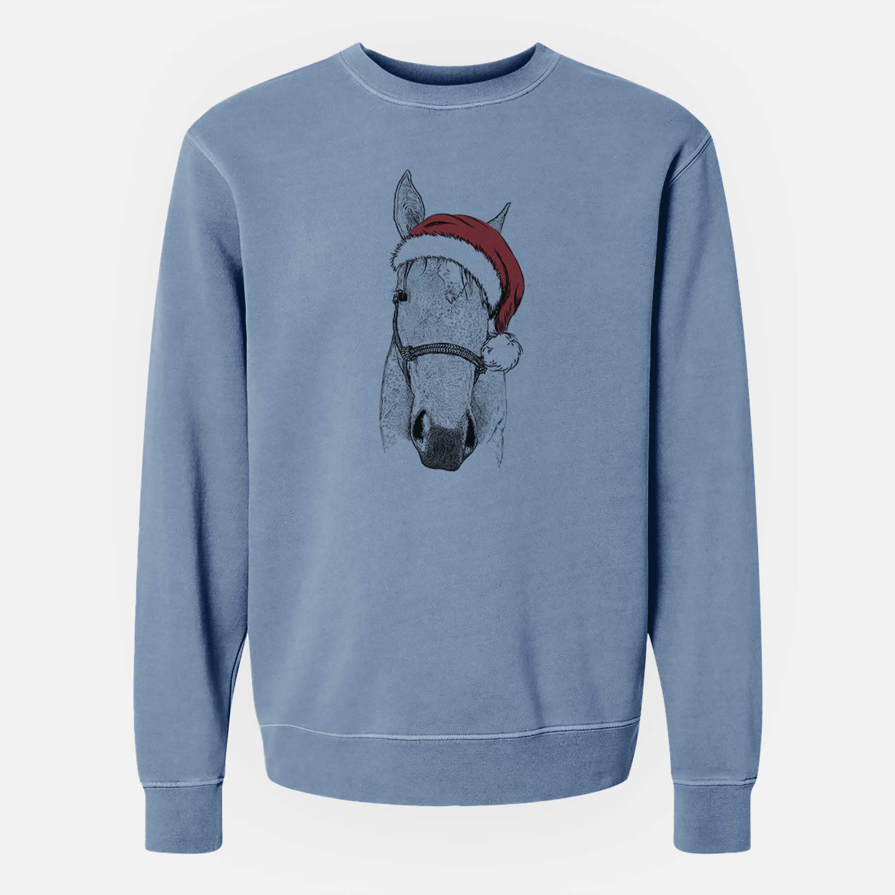 Santa SeaBee the Quarter Horse - Unisex Pigment Dyed Crew Sweatshirt