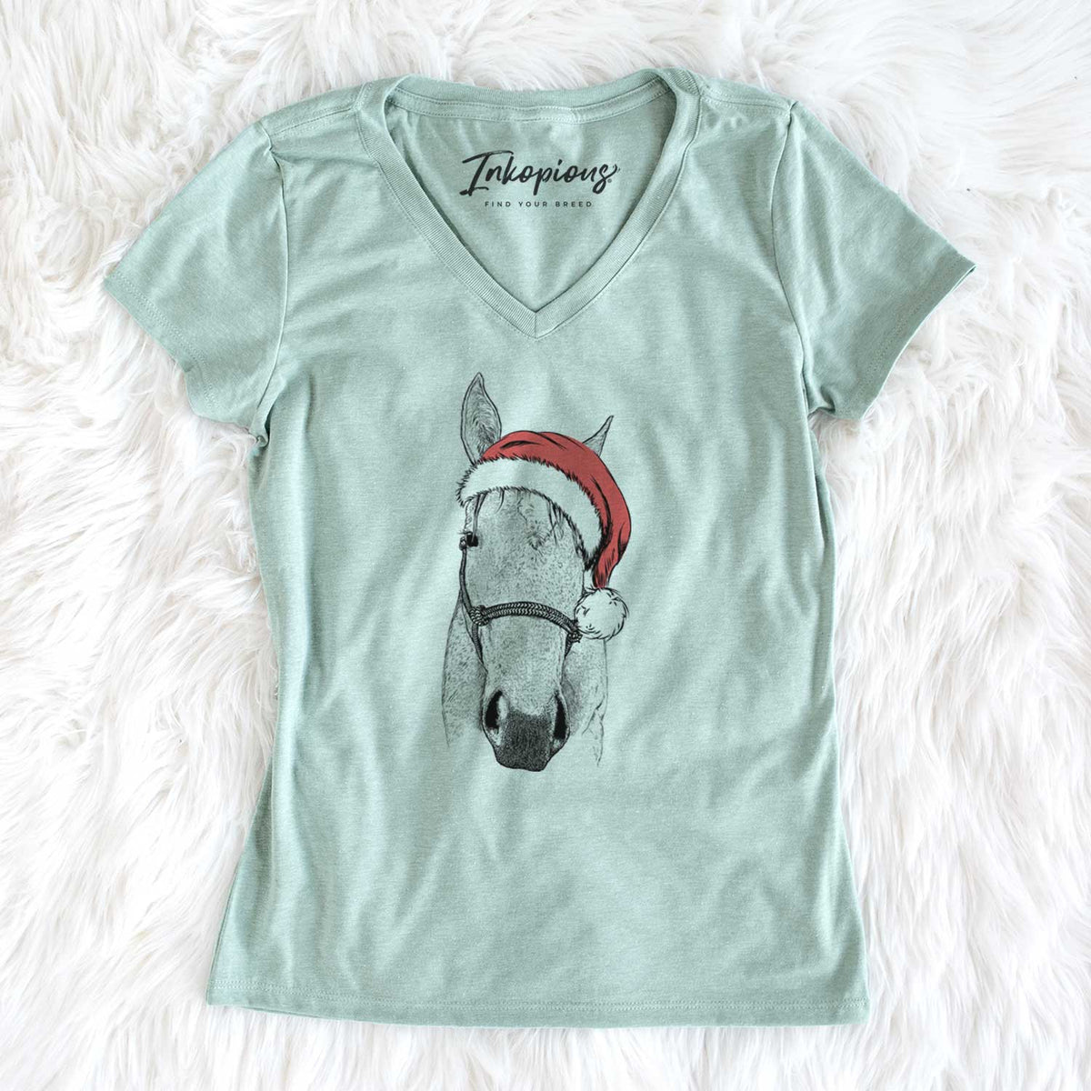 Santa SeaBee the Quarter Horse - Women's V-neck Shirt