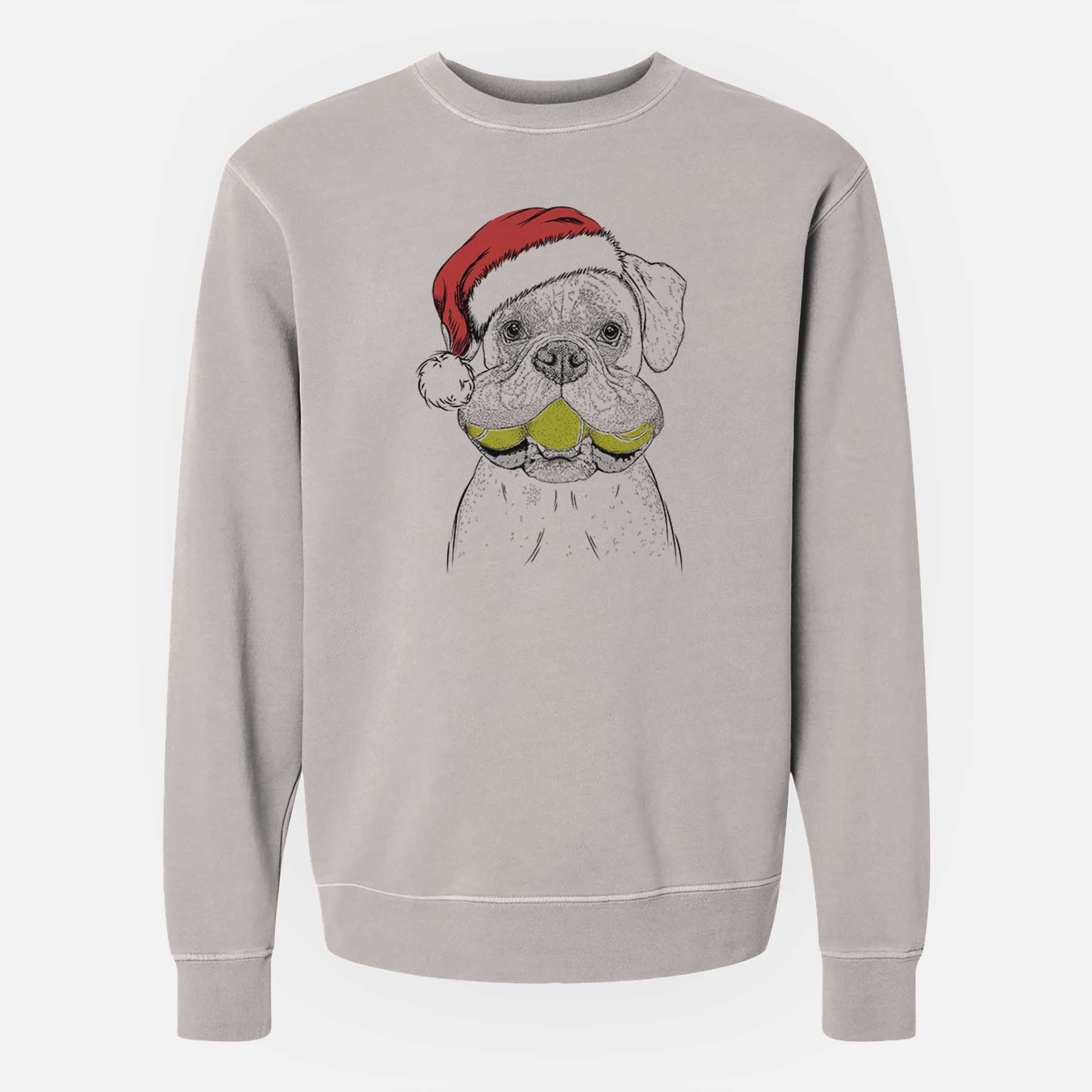 Santa Seamus the Boxer - Unisex Pigment Dyed Crew Sweatshirt