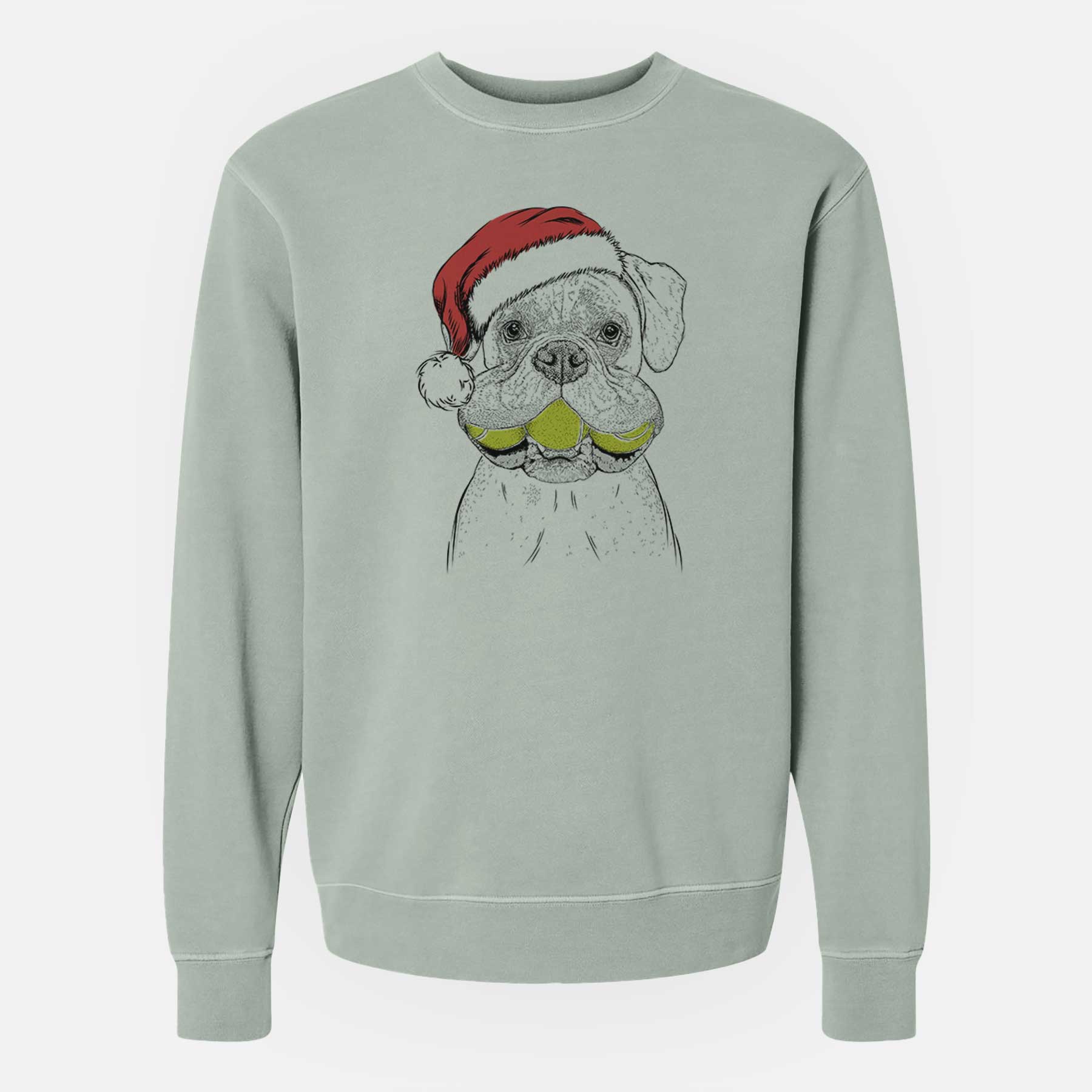 Santa Seamus the Boxer - Unisex Pigment Dyed Crew Sweatshirt