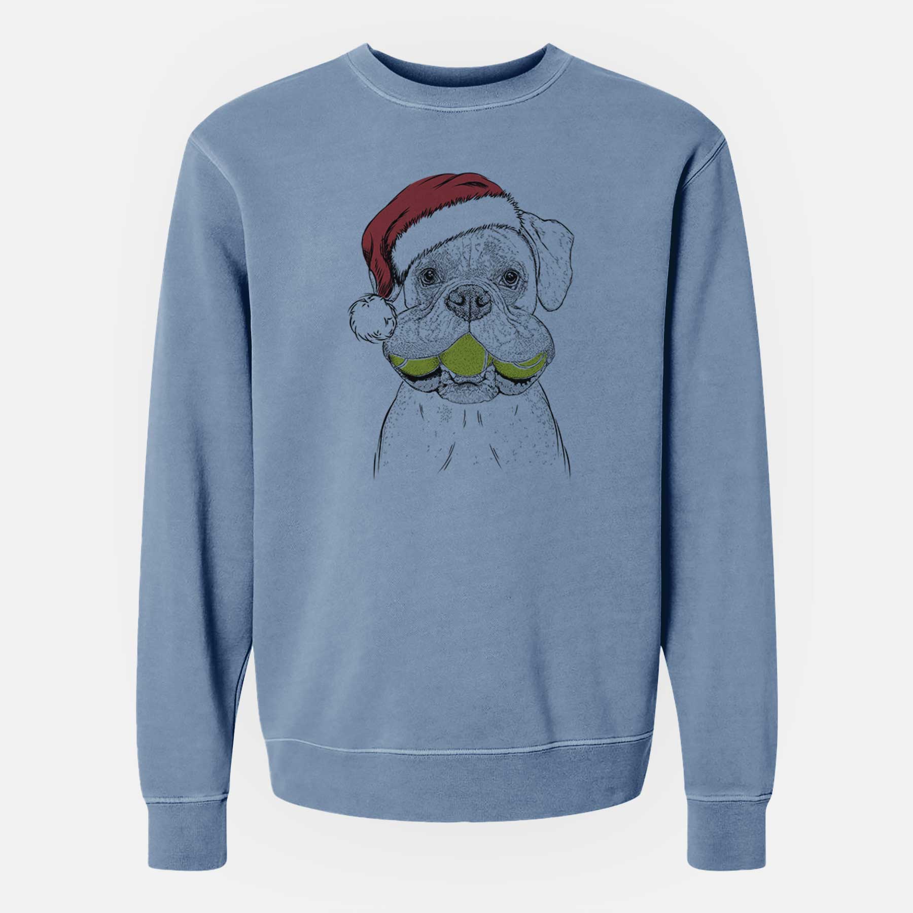 Santa Seamus the Boxer - Unisex Pigment Dyed Crew Sweatshirt