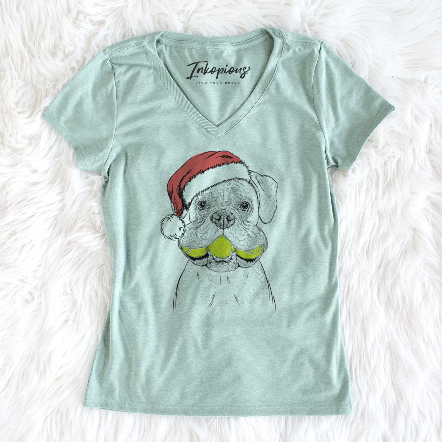 Santa Seamus the Boxer - Women's V-neck Shirt