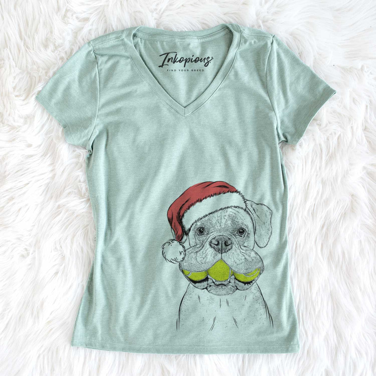 Santa Seamus the Boxer - Women&#39;s V-neck Shirt