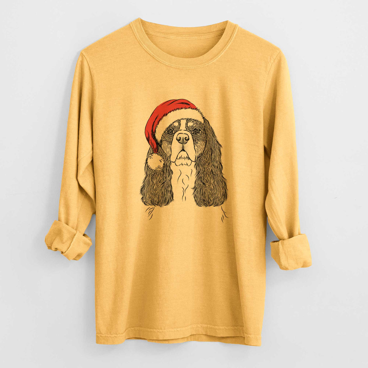 Santa Sebastian the Cavalier King Charles Spaniel - Heavyweight 100% Cotton Long Sleeve