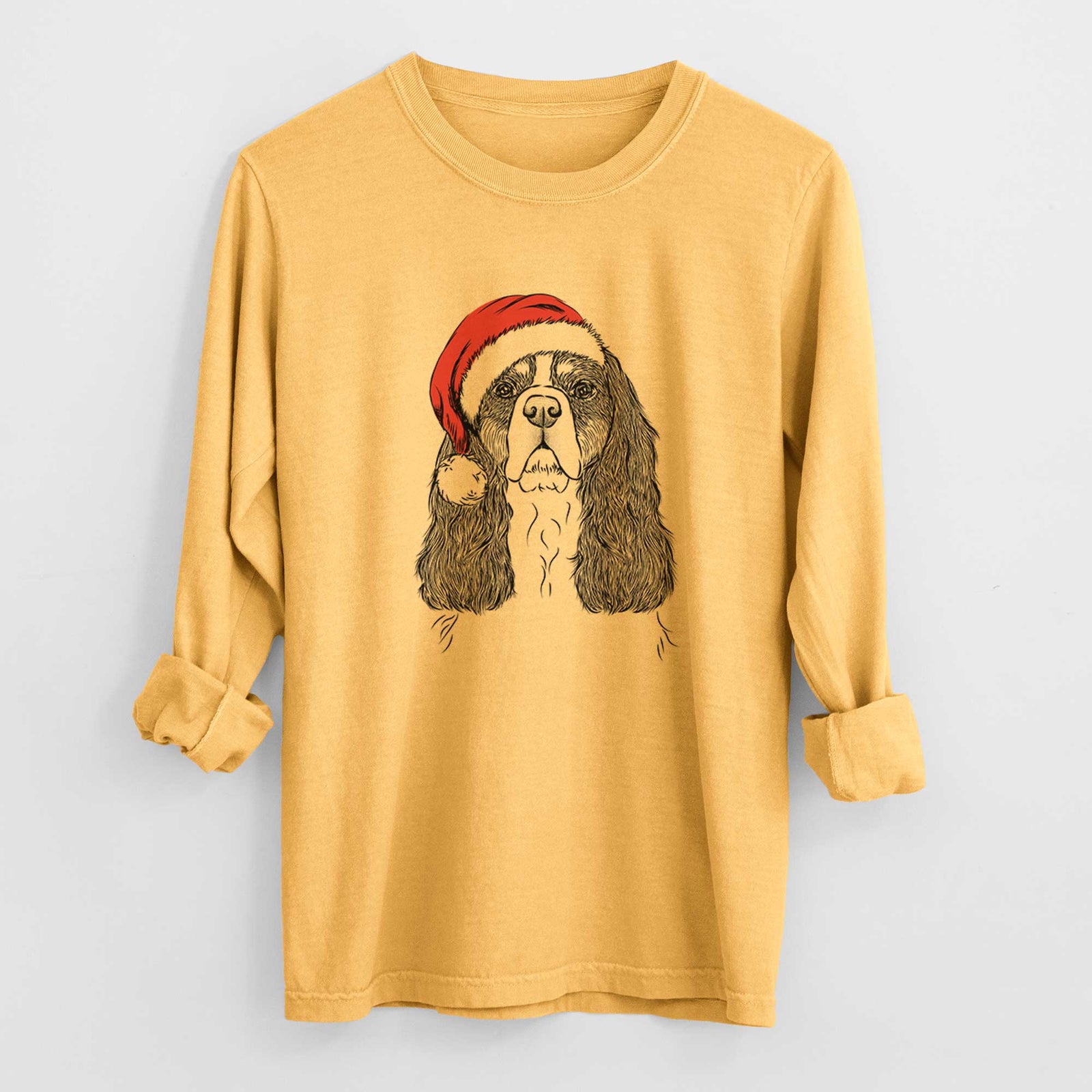 Santa Sebastian the Cavalier King Charles Spaniel - Heavyweight 100% Cotton Long Sleeve